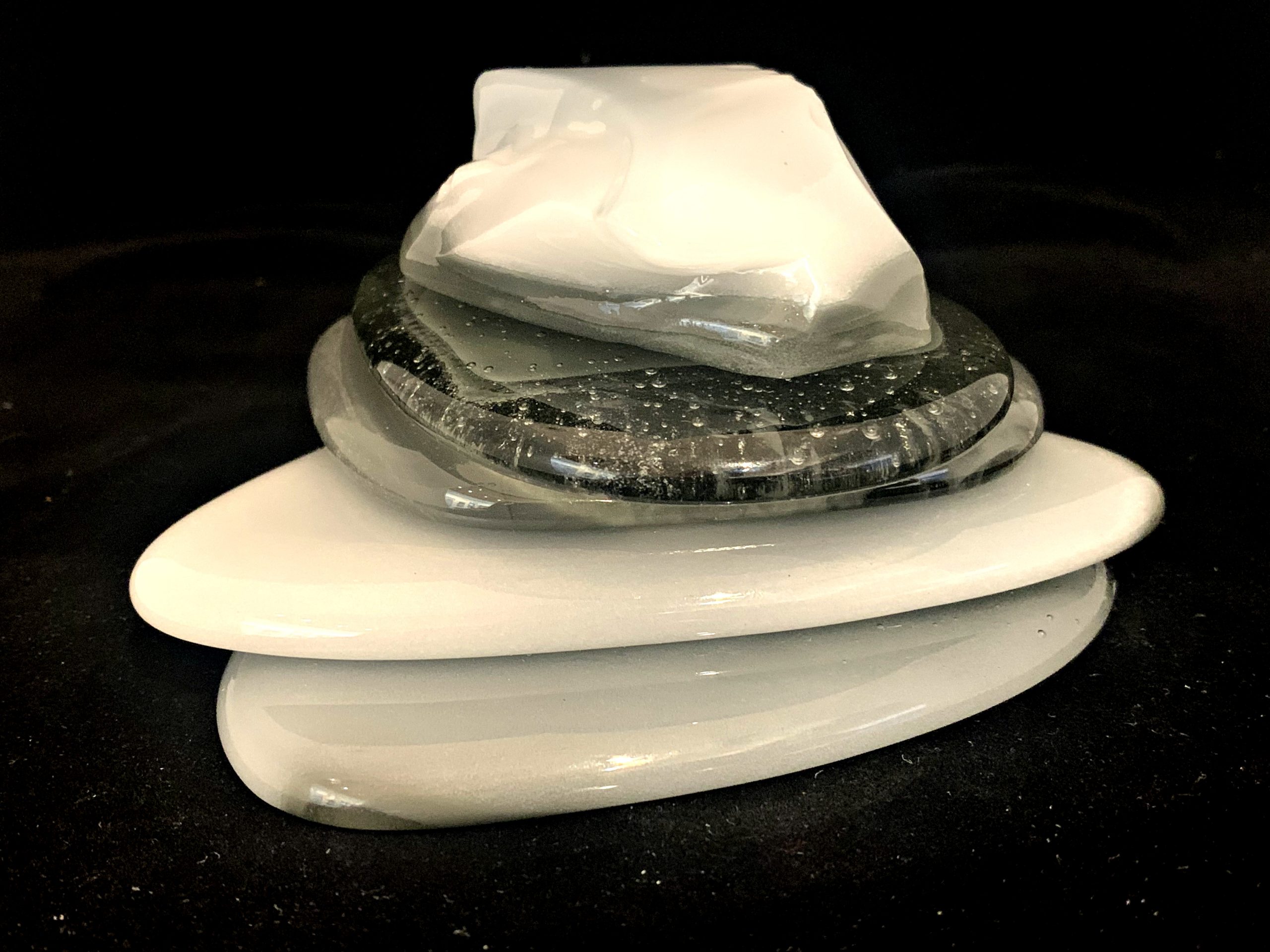 One -of-a-kind cast glass Rocky Mountain Cairn 68 sculpture by Heather Cuell | Effusion Art Gallery + Glass Studio, Invermere BC