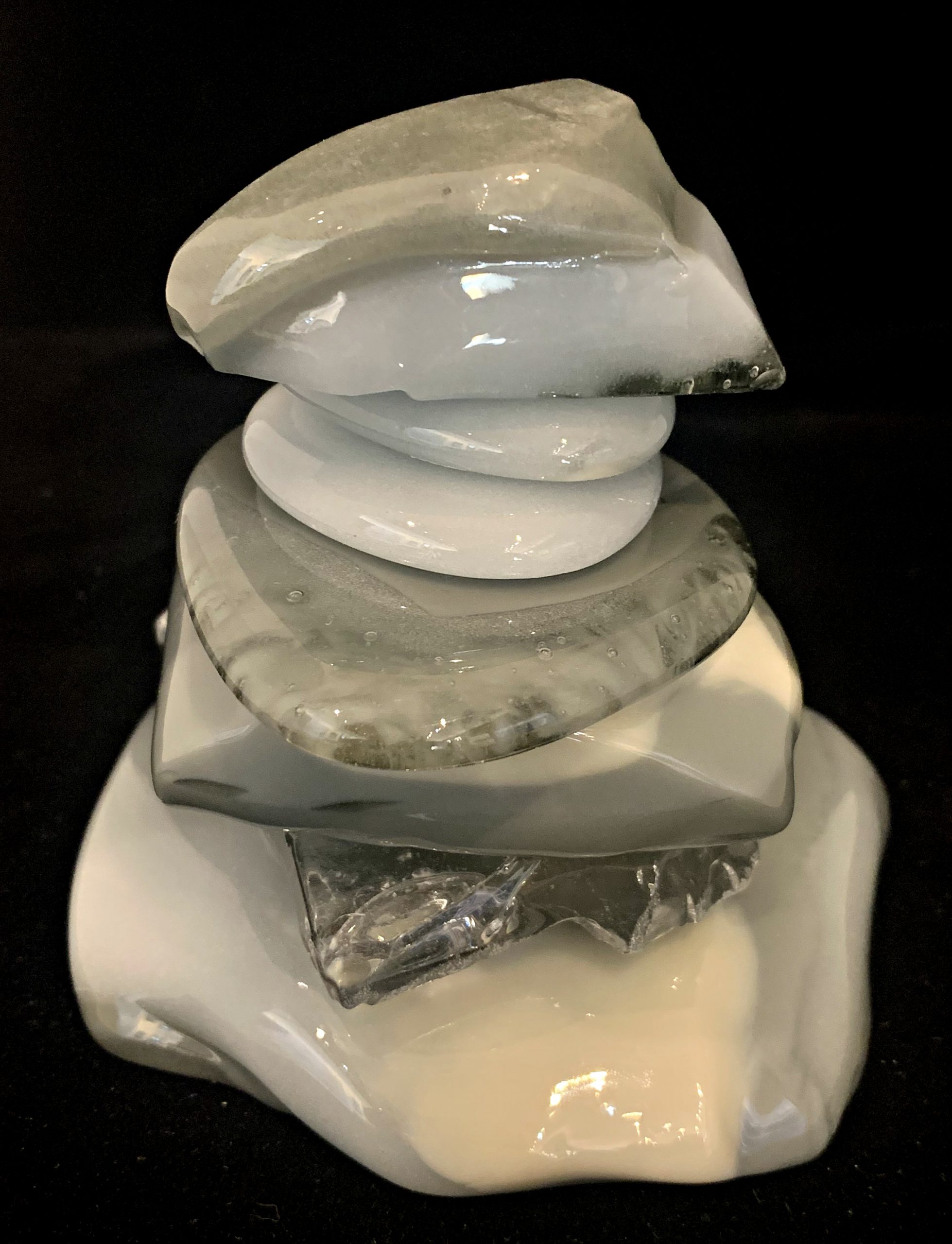 One -of-a-kind cast glass Rocky Mountain Cairn 70 sculpture by Heather Cuell | Effusion Art Gallery + Glass Studio, Invermere BC