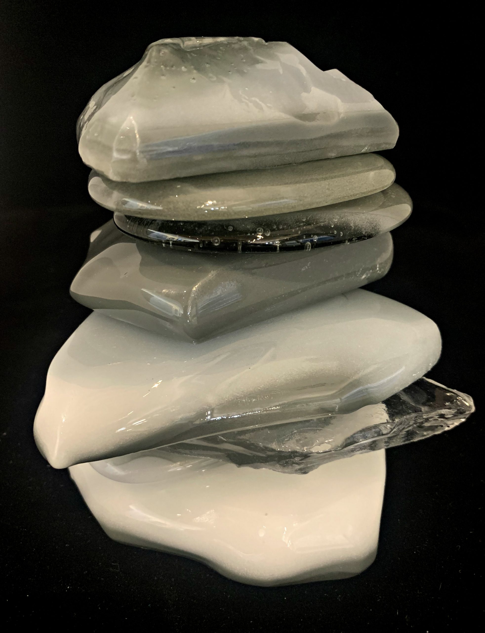 One -of-a-kind cast glass Rocky Mountain Cairn 71 sculpture by Heather Cuell | Effusion Art Gallery + Glass Studio, Invermere BC