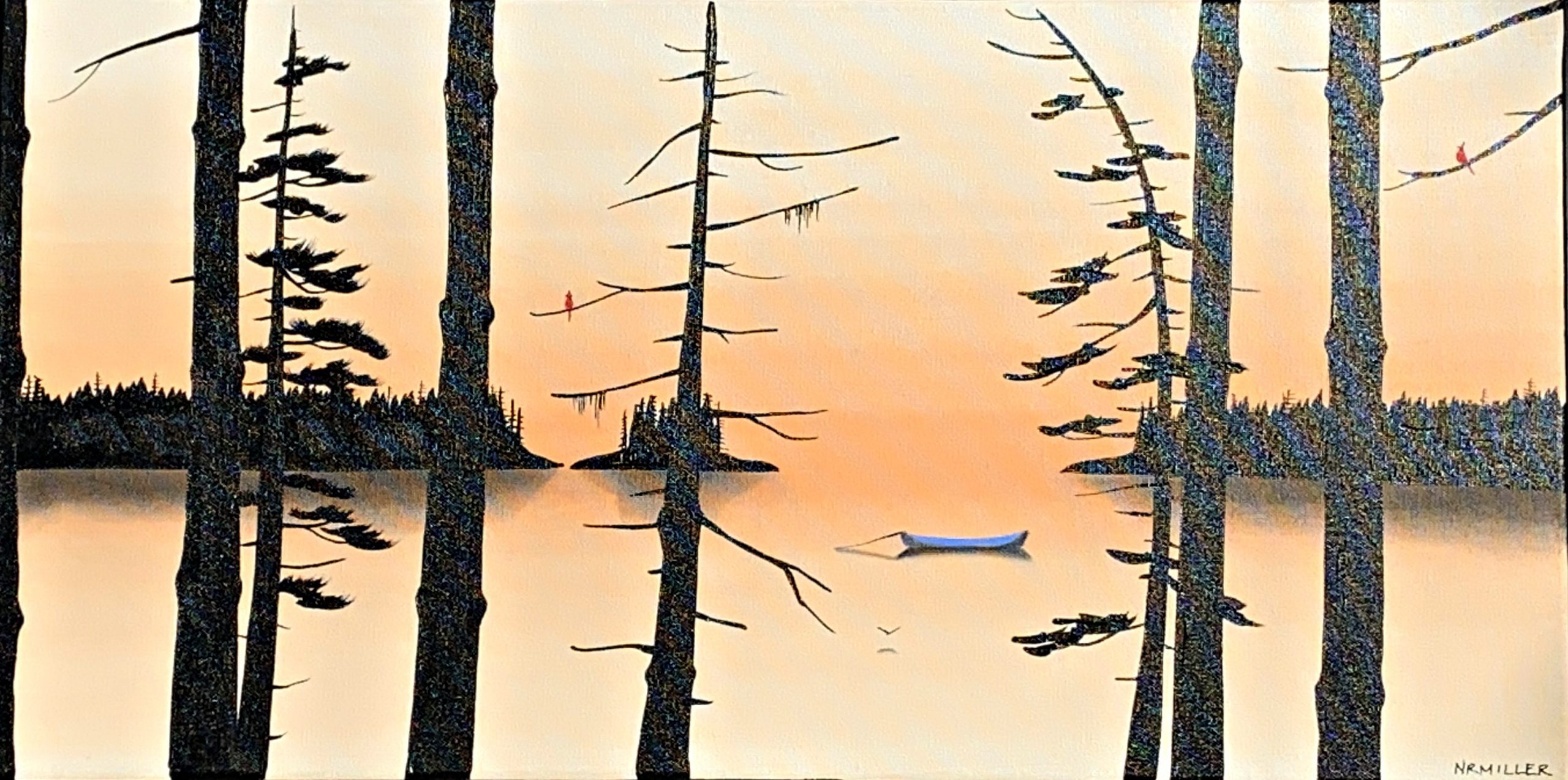 The Morning News, sunrise landscape painting by Natasha Miller | Effusion Art Gallery + Glass Studio, Invermere BC