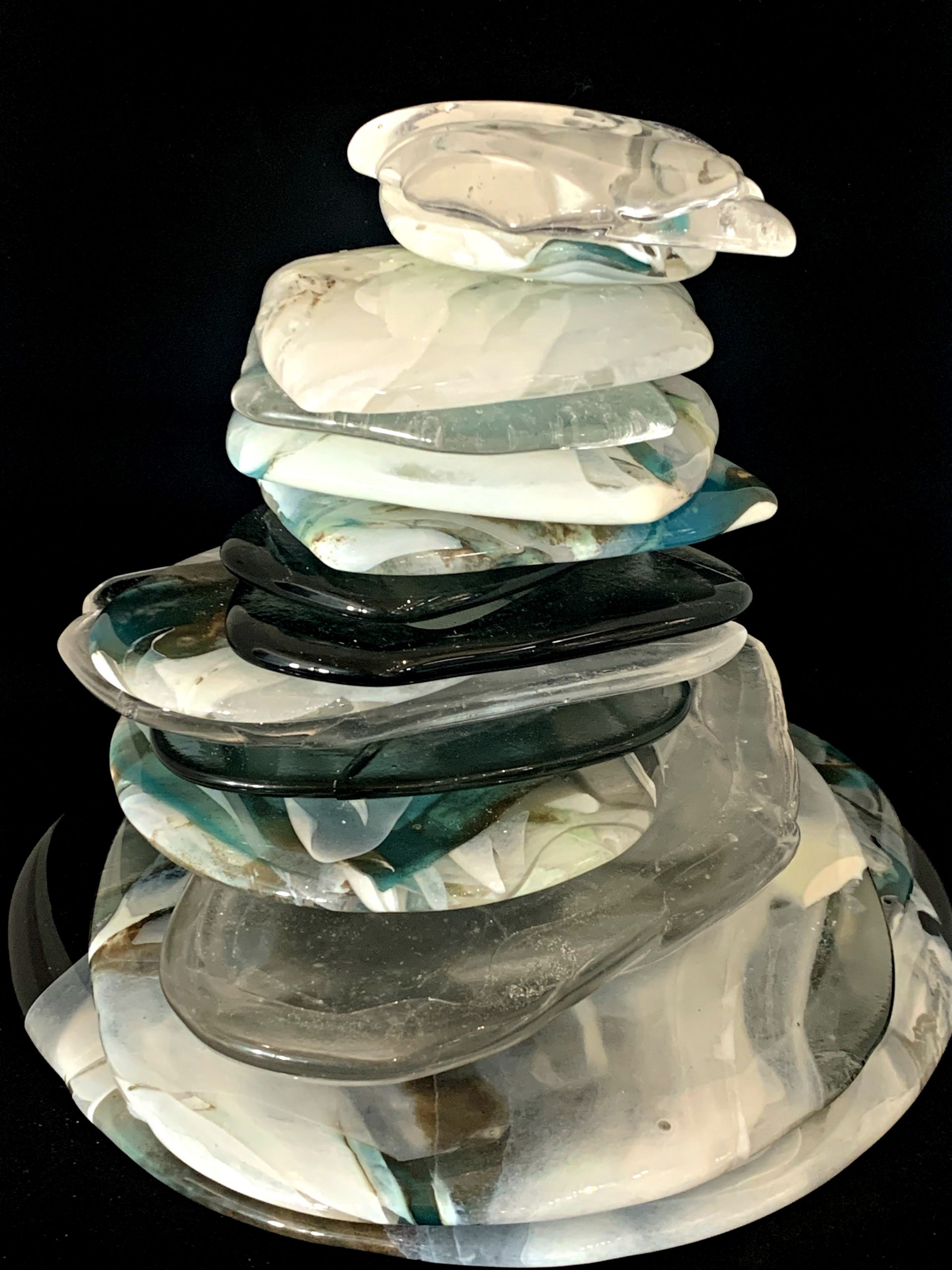 Rocky Mountain Cairn 77, cast glass sculpture by Heather Cuell | Effusion Art Gallery + Cast Glass Studio, Invermere BC