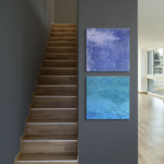 Connecting Elements, lilac and turquoise cast glass panels by Heather Cuell | Effusion Art Gallery + Cast Glass Studio, Invermere BC