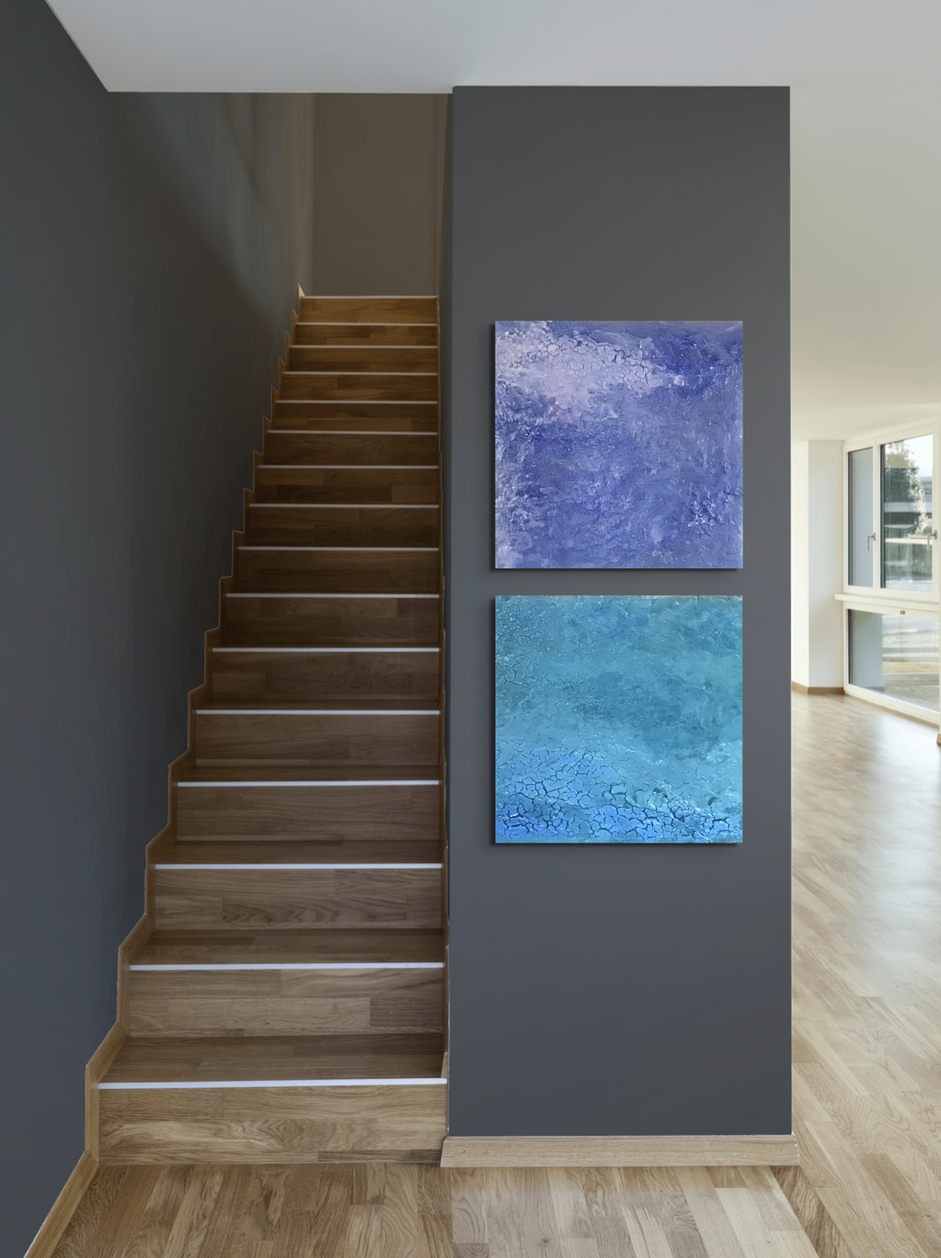 Connecting Elements, lilac and turquoise cast glass panels by Heather Cuell | Effusion Art Gallery + Cast Glass Studio, Invermere BC