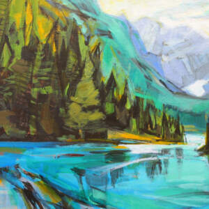 Emerald Day, acrylic landscape painting by Becky Holuk | Effusion Art Gallery + Glass Studio, Invermere BC