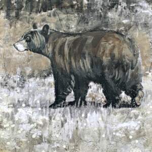 Walking Bear 61-03, encaustic bear painting by Paul Garbett | Effusion Art Gallery + Cast Glass Studio, Invermere BC