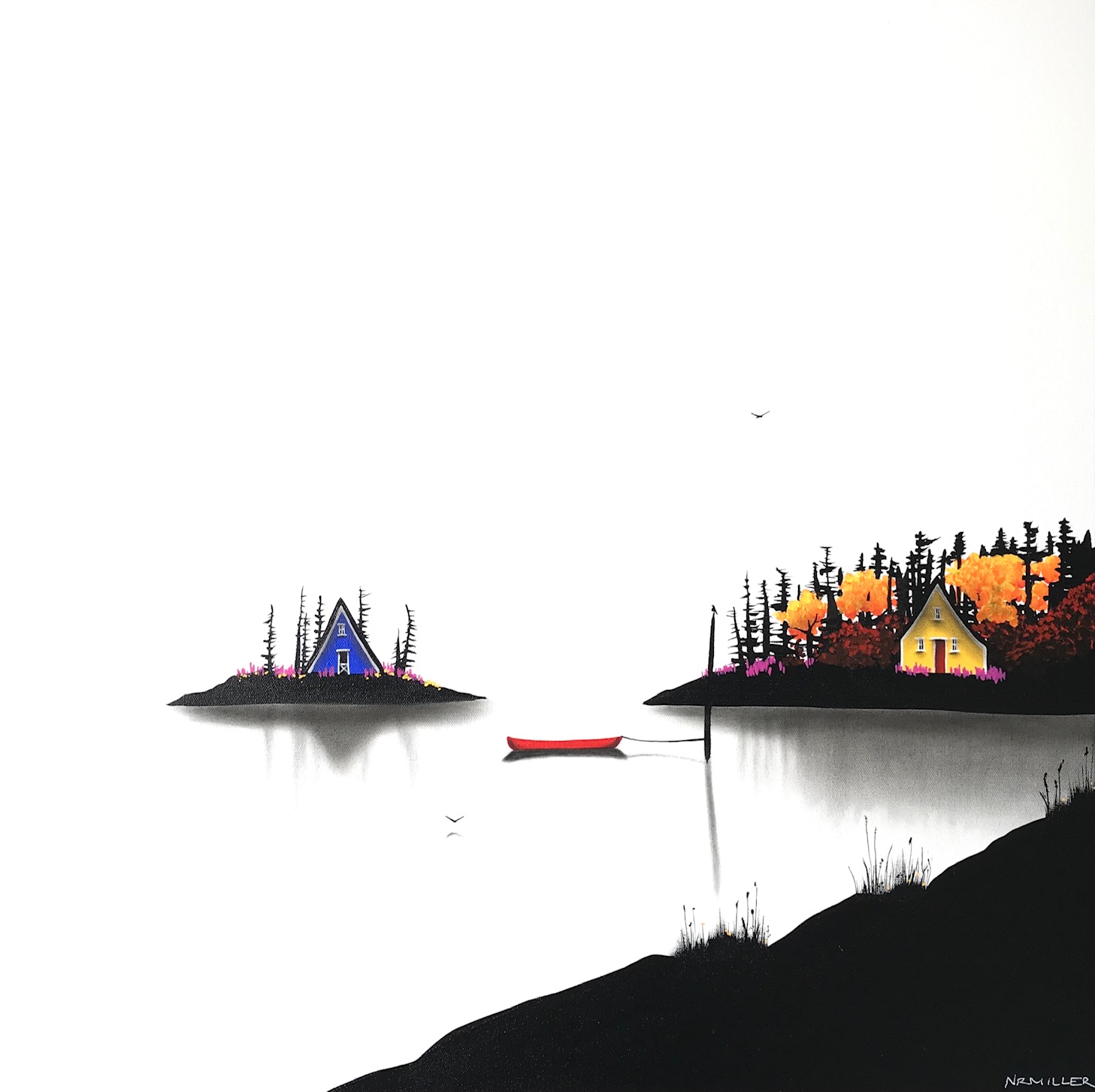 Having a Ball in Early Fall, mixed media landscape painting by Natasha Miller | Effusion Art Gallery + Glass Studio, Invermere BC