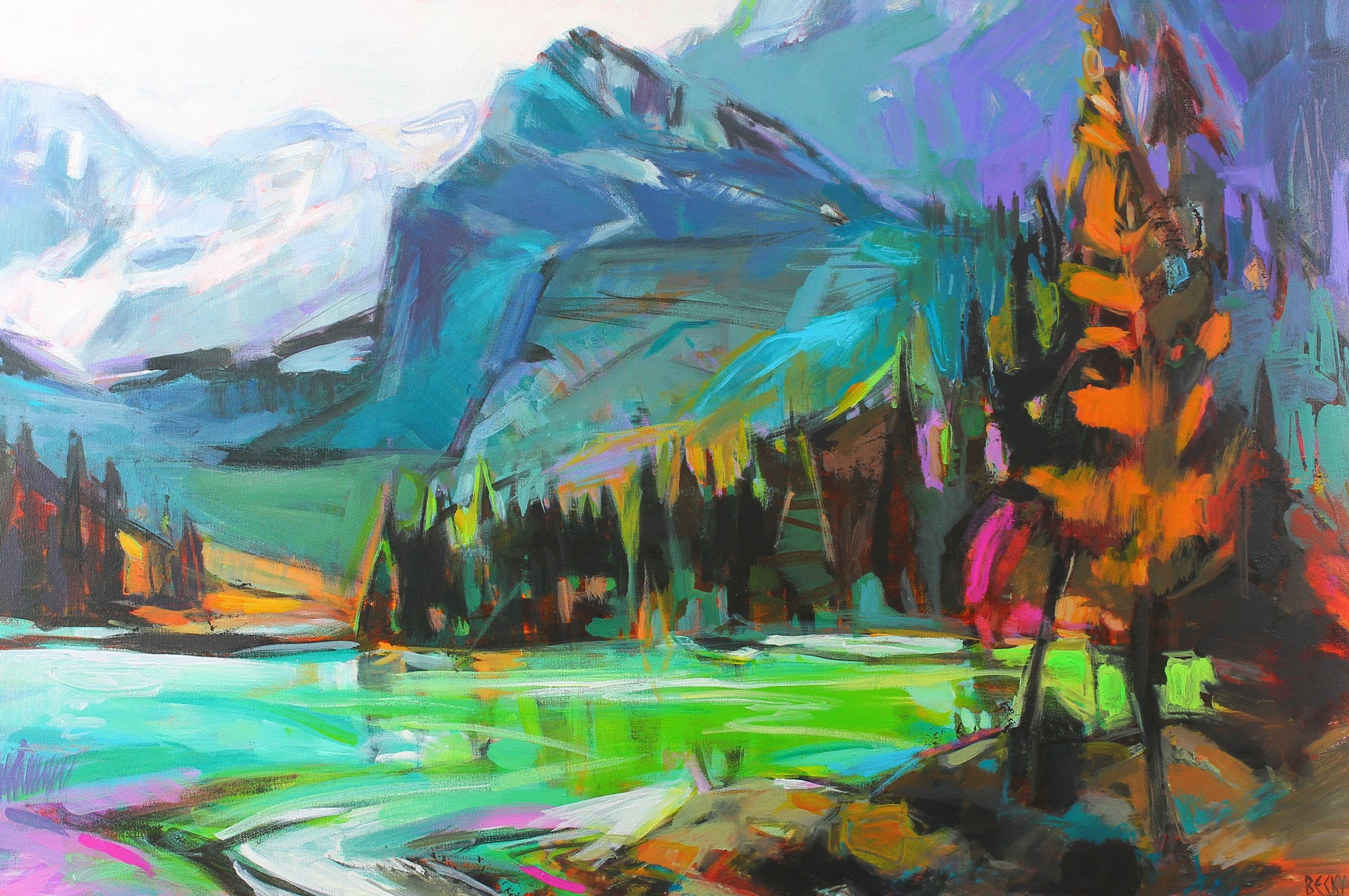 Mountain Colors, impressionist landscape painting by Becky Holuk | Effusion Art Gallery +  Glass Studio, Invermere BC