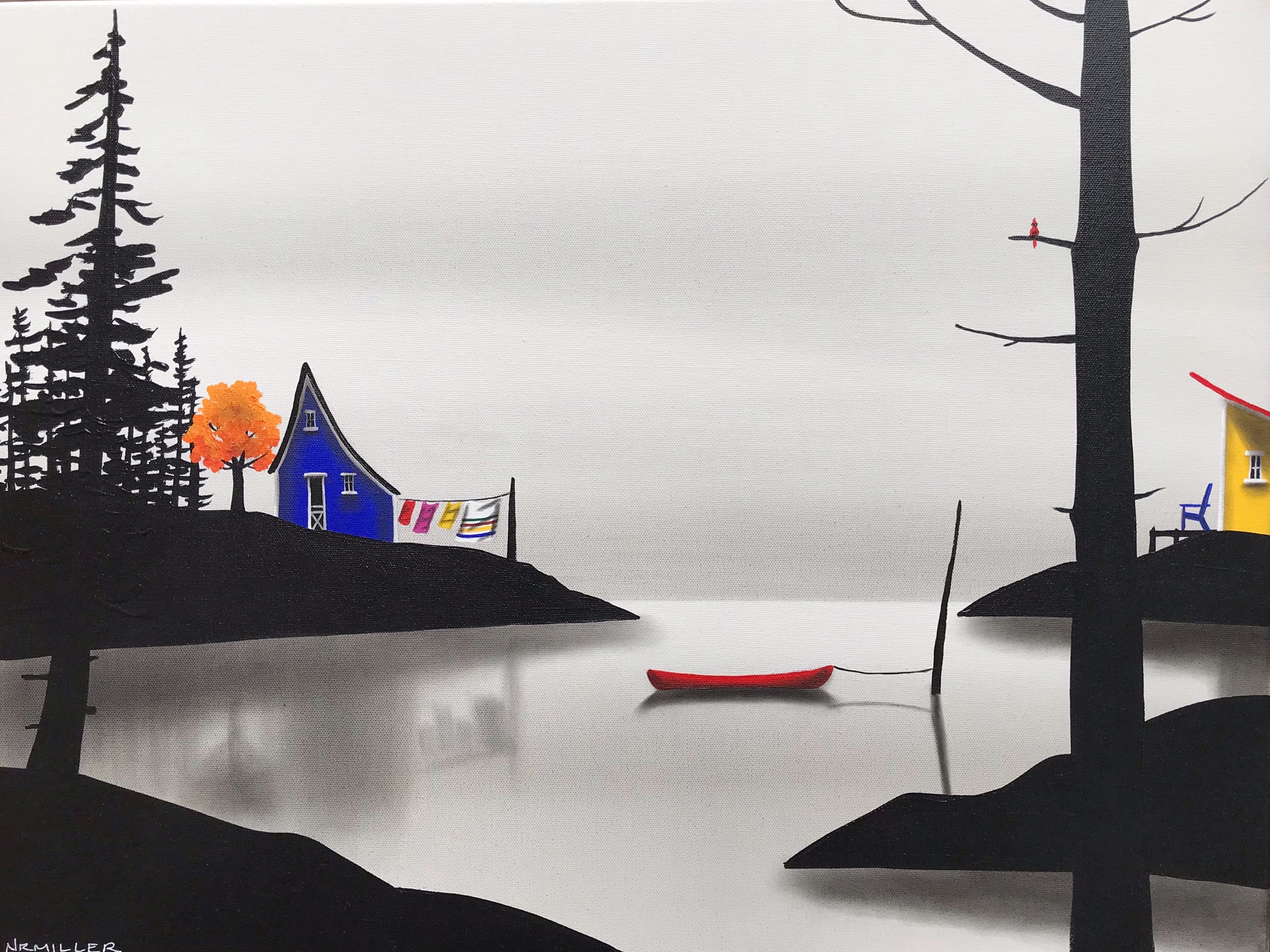 The Good Fight, mixed media landscape painting by Natasha Miller | Effusion Art Gallery + Glass Studio, Invermere BC