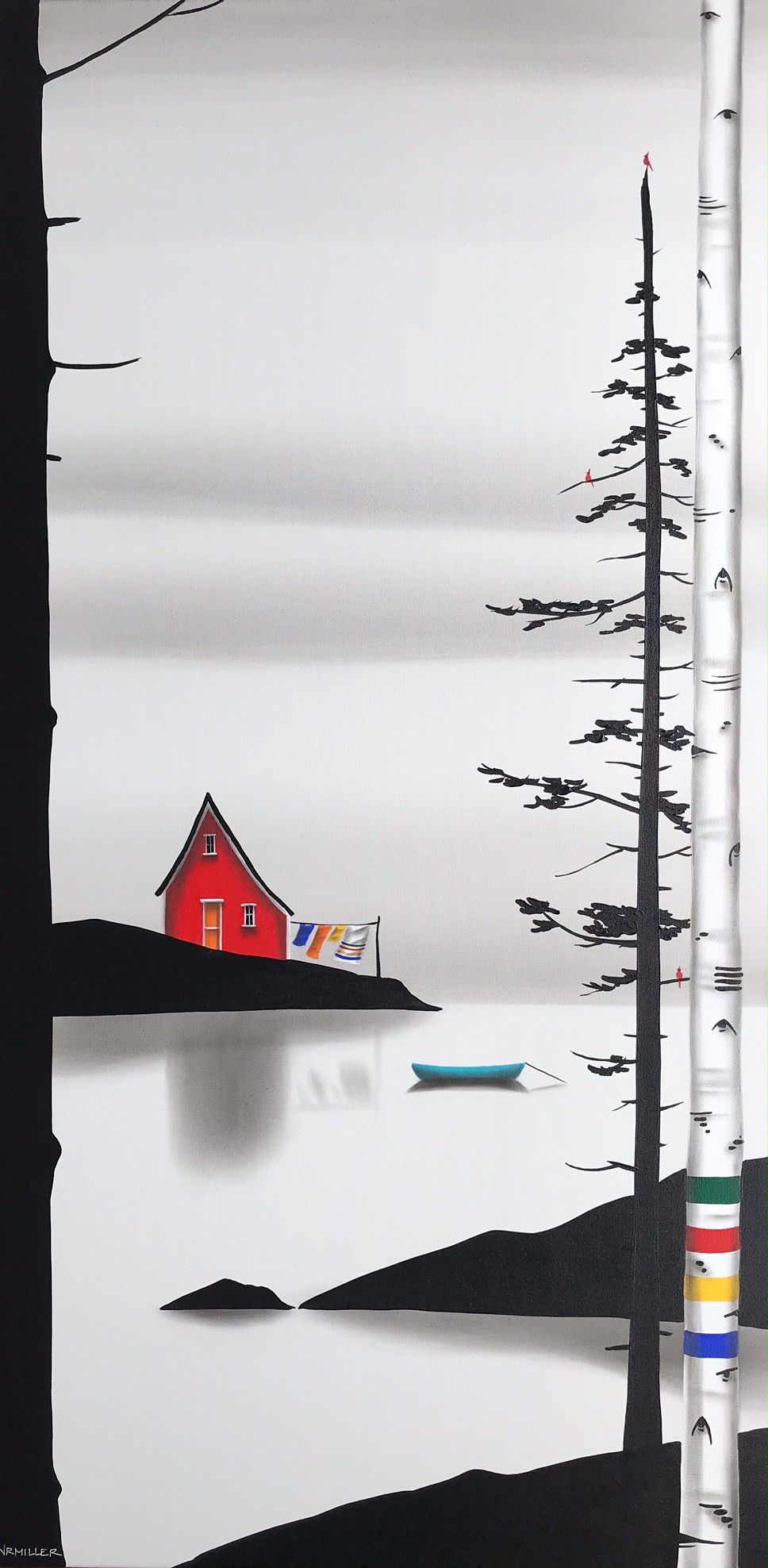The Summer Sanctuary, mixed media landscape painting by Natasha Miller | Effusion Art Gallery + Glass Studio, Invermere BC