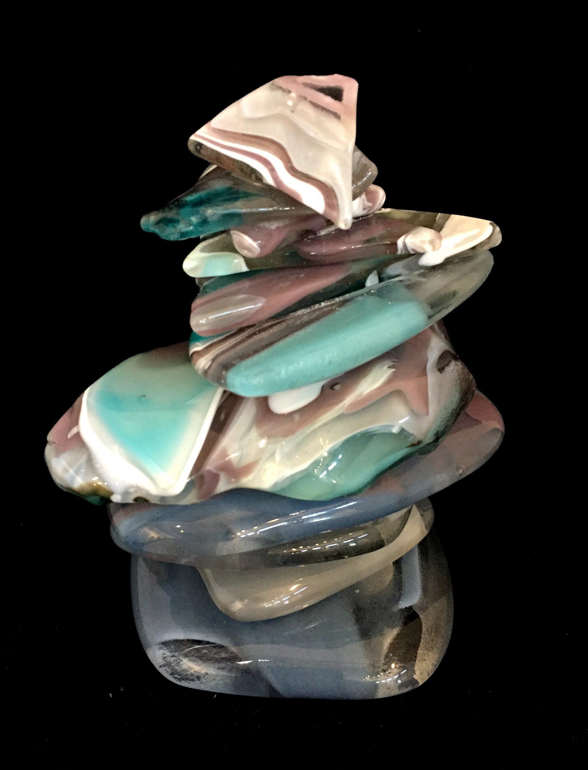 Rocky Mountain Cairn 46, cast glass sculpture by Heather Cuell | Effusion Art Gallery + Cast Glass Studio, Invermere BC