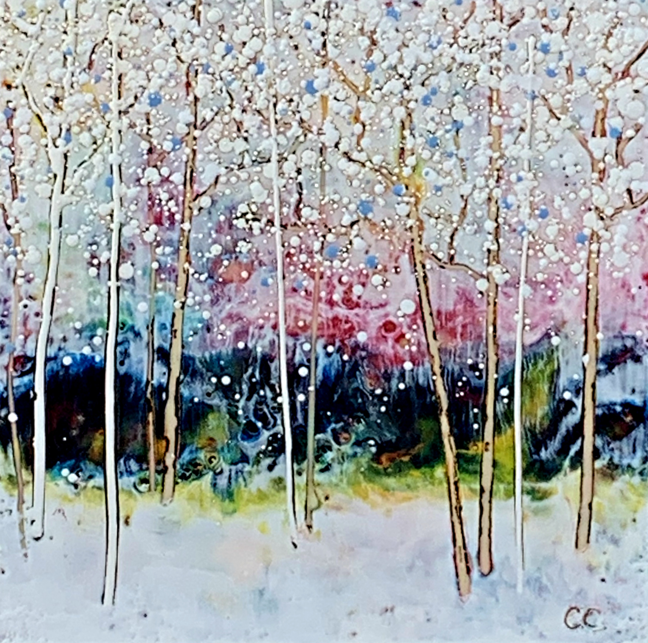 In this Together, encaustic painting by Catharine Clarke | Effusion Art Gallery + Cast Glass Studio, Invermere BC