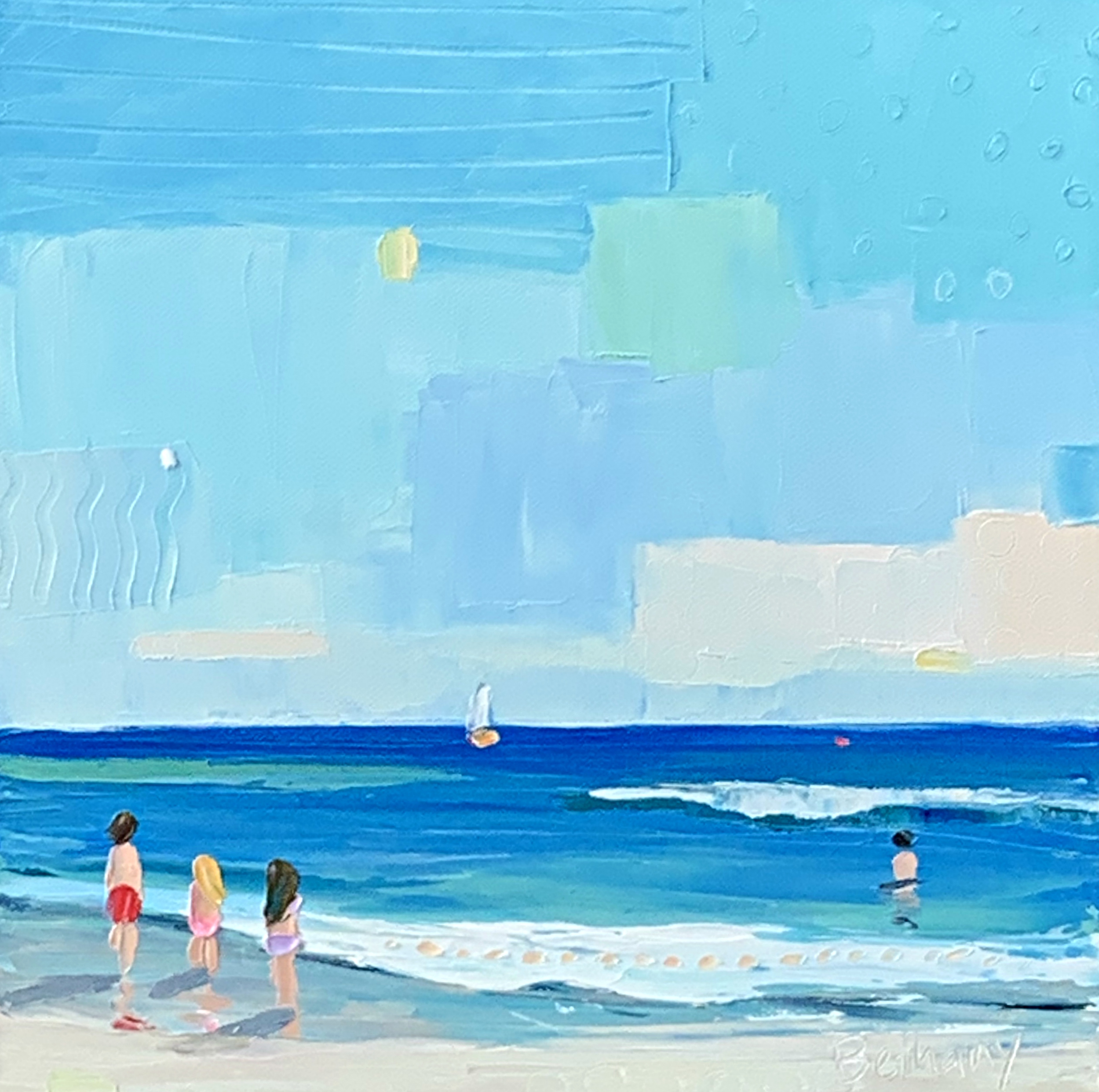 Warm Summer Clouds, beach landscape painting by Bethany Harper Williams | Effusion Art Gallery + Glass Studio, Invermere BC