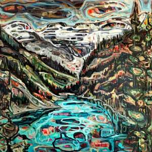 Lake Louise, acrylic landscape painting by Sandy Kunze | Effusion Art Gallery + Cast Glass Studio, Invermere BC