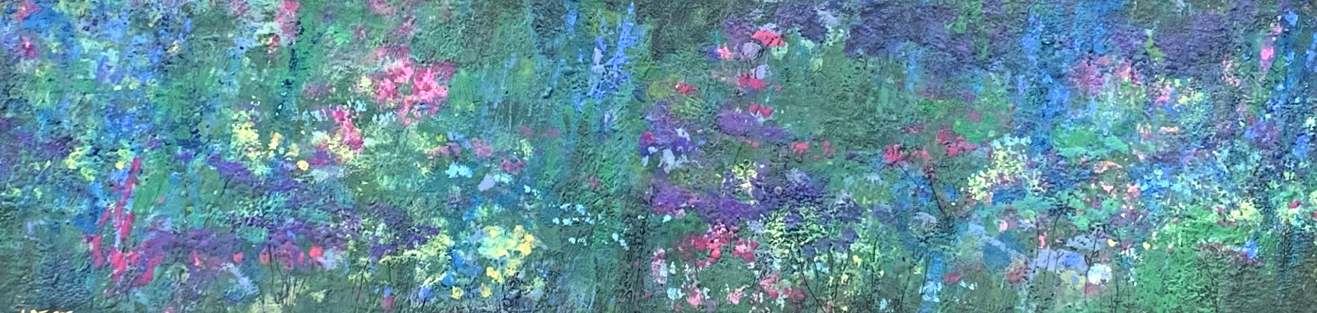 The Wildflower Garden, encaustic abstract flower painting by Lee Anne LaForge | Effusion Art Gallery + Cast Glass Studio, Invermere BC