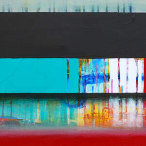 Avec tout dignité, mixed media canoe painting by Sylvain Leblanc | Effusion Art Gallery + Cast Glass Studio, Invermere BC