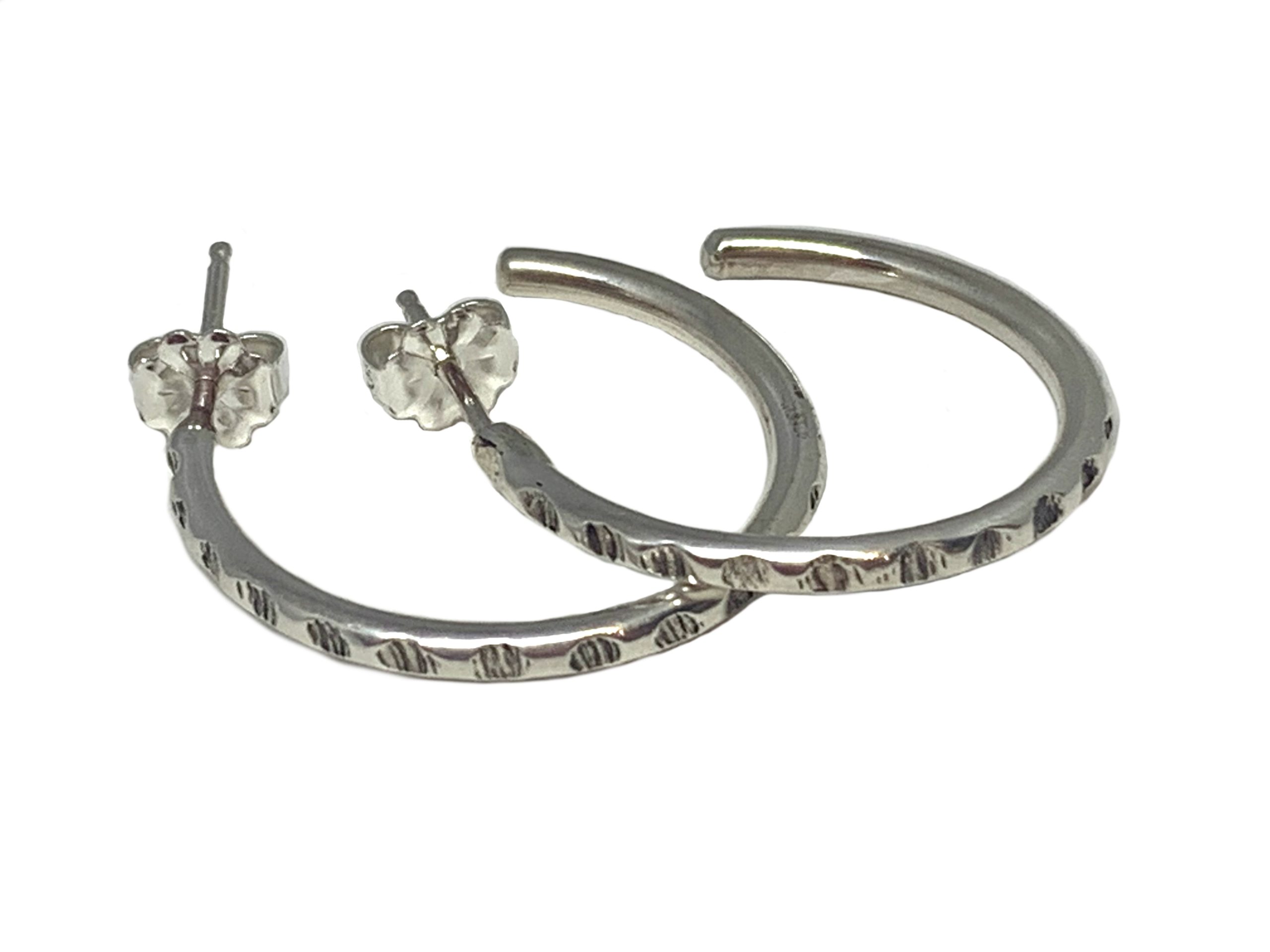 Textured sterling silver hoop earrings by Karyn Chopik | Effusion Art Gallery + Cast Glass Studio, Invermere BC