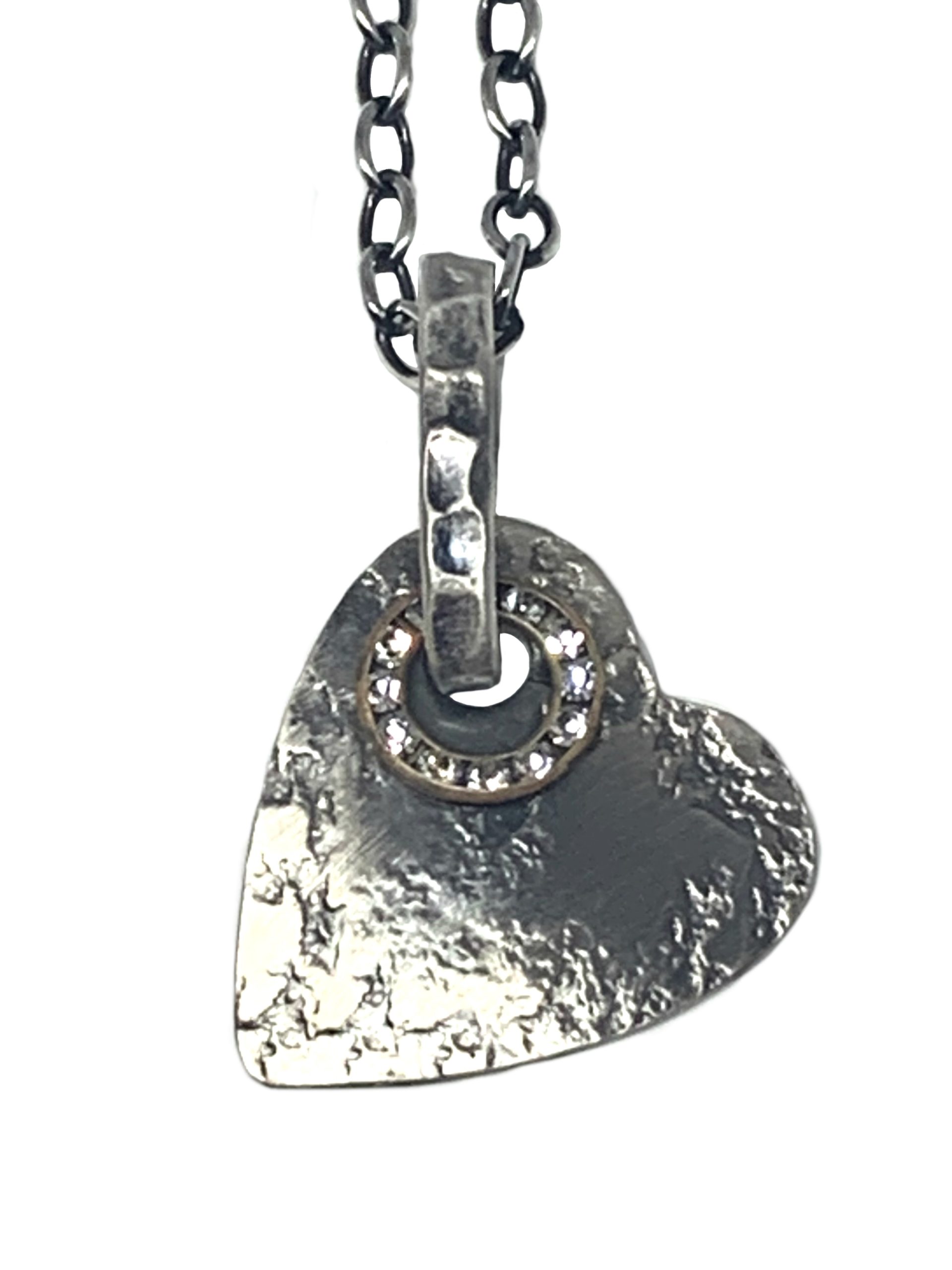 Sterling silver and CZ heart pendant by Karyn Chopik | Effusion Art Gallery + Cast Glass Studio, Invermere BC