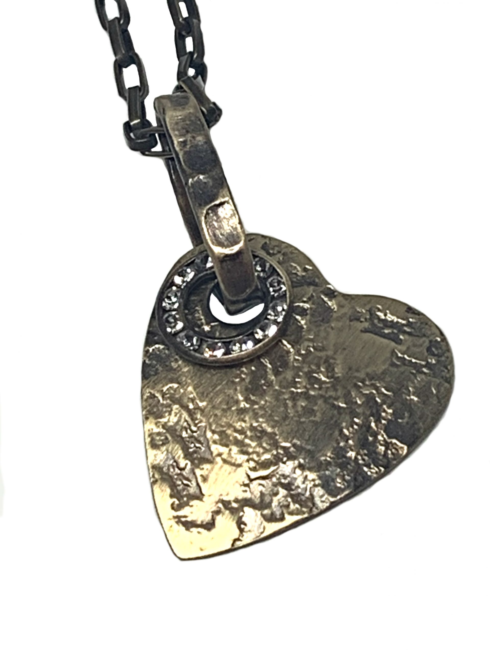 Bronze and CZ heart pendant by Karyn Chopik | Effusion Art Gallery + Cast Glass Studio, Invermere BC