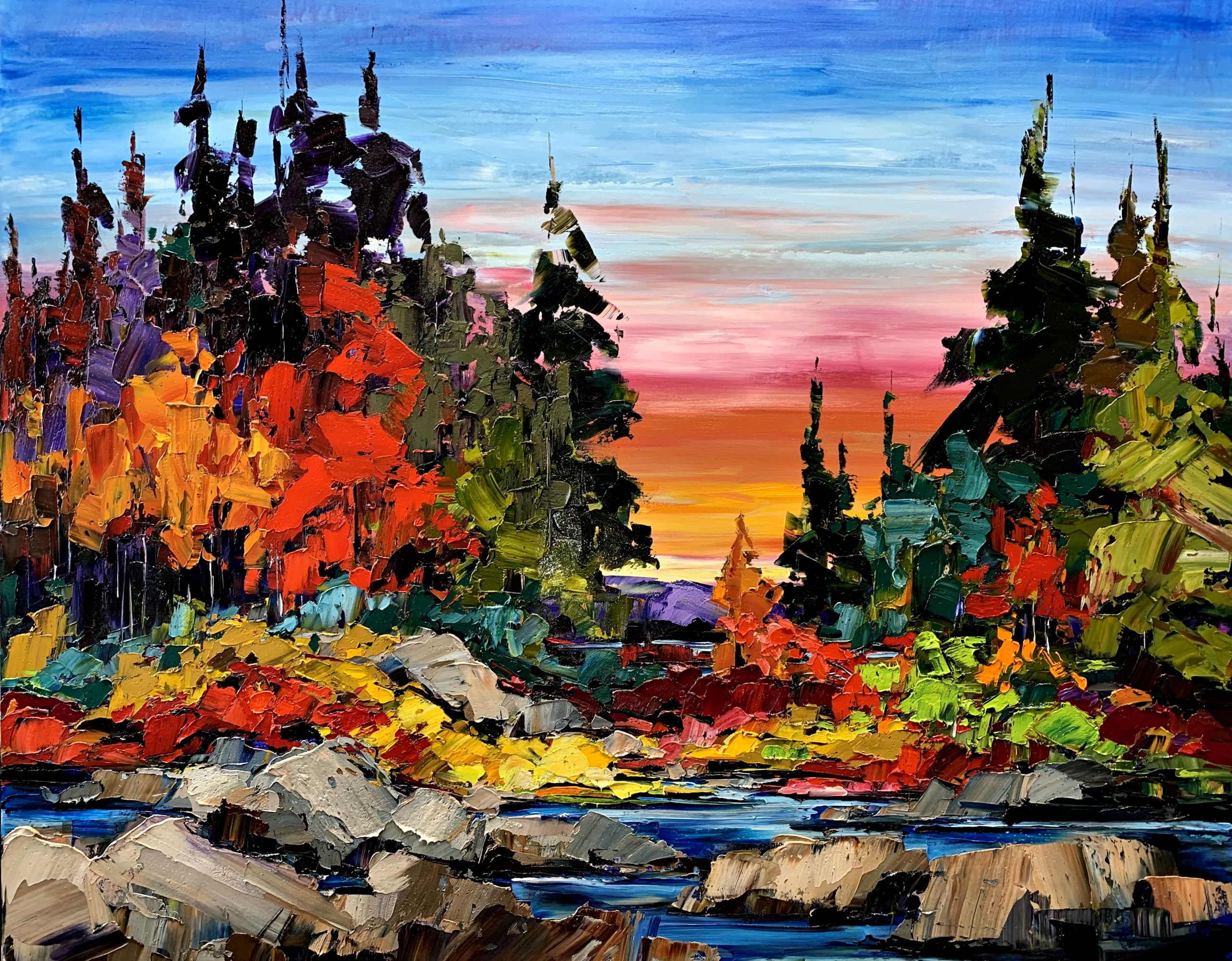 Chasing Shadows, landscape painting by Kimberly Kiel | Effusion Art Gallery + Cast Glass Studio, Invermere BC