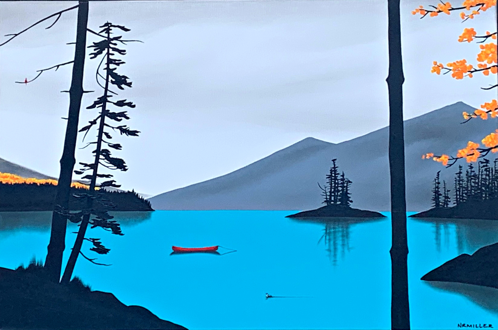 Dream a Dream of You, mixed media landscape painting by Natasha Miller | Effusion Art Gallery + Cast Glass Studio, Invermere BC