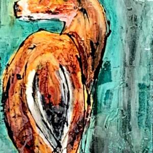 The Look, mixed media deer painting by David Zimmerman | Effusion Art Gallery + Cast Glass Studio, Invermere BC