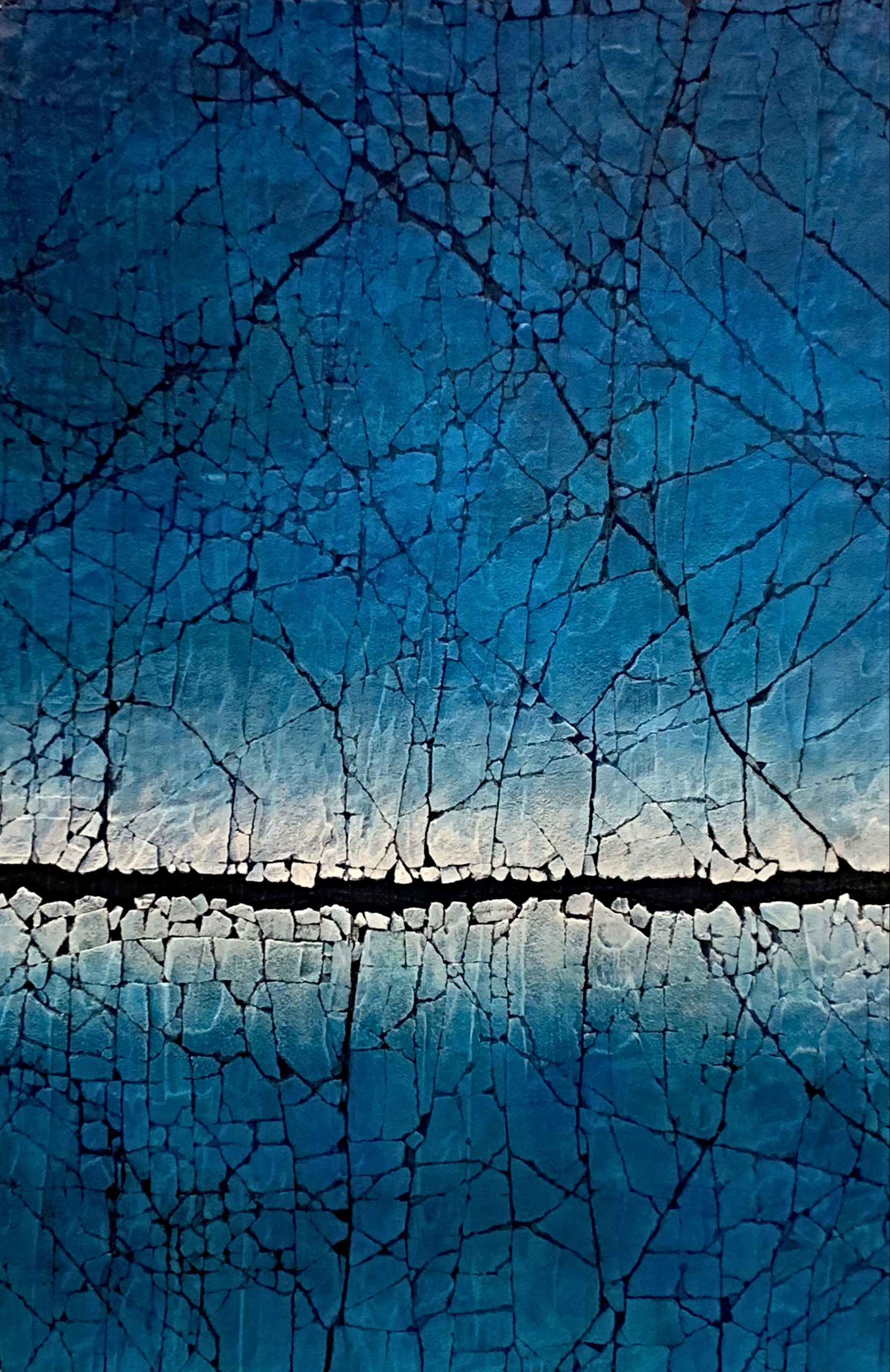 Blue and the Silent Seas, mixed media painting by Karen Bagayawa | Effusion Art Gallery + Cast Glass Studio, Invermere BC
