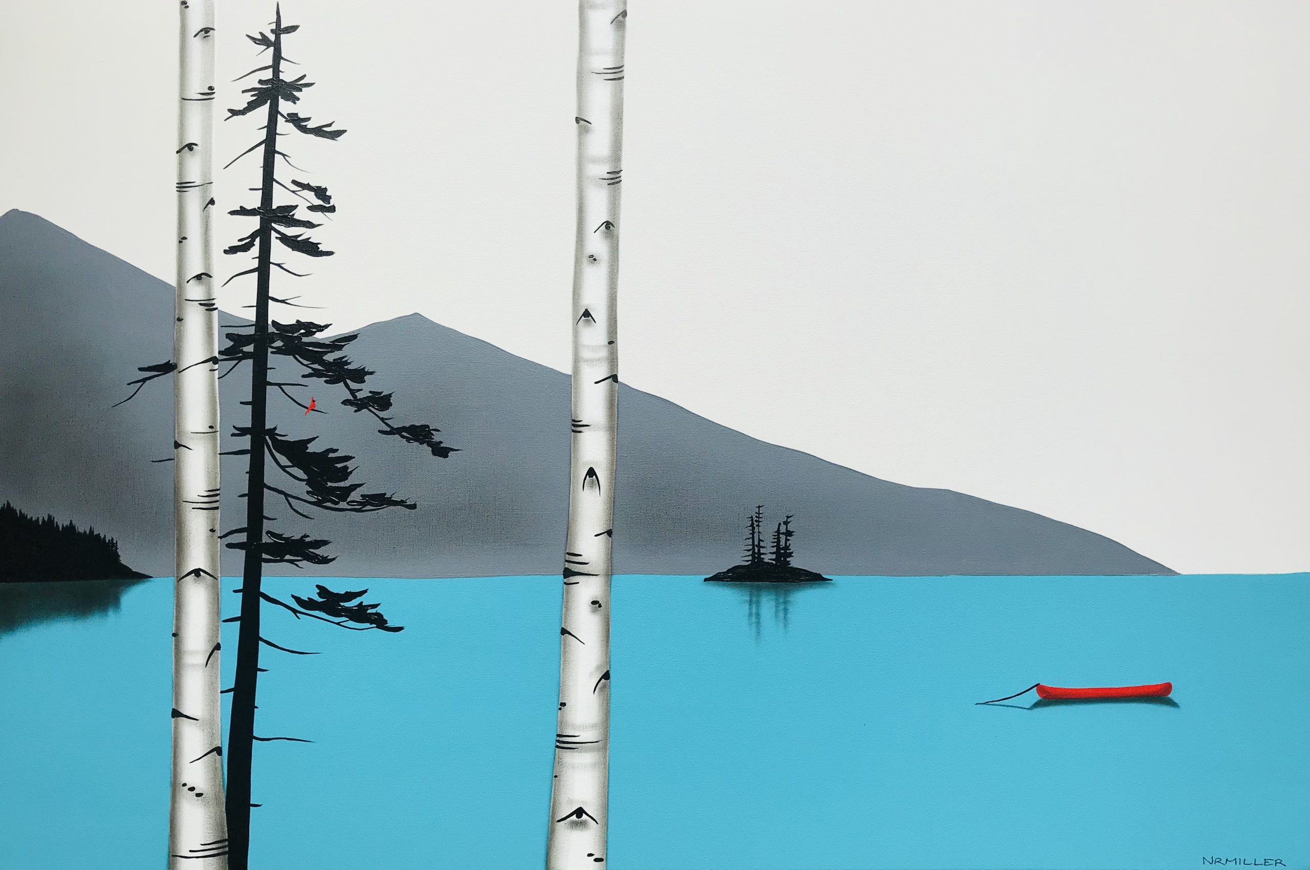 A Hop, Skip and a Jump, mixed media landscape painting by Natasha Miller | Effusion Art Gallery + Cast Glass Studio, Invermere BC