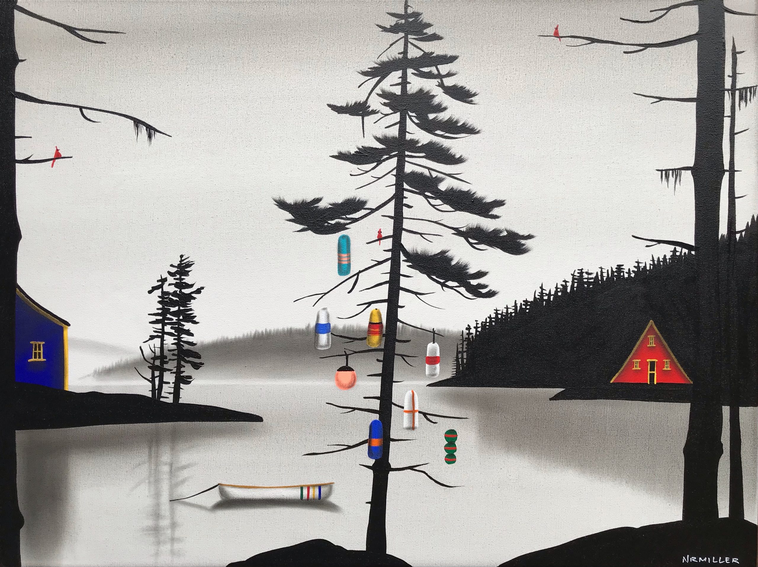 Endless Days, mixed media landscape painting by Natasha Miller | Effusion Art Gallery + Cast Glass Studio, Invermere BC