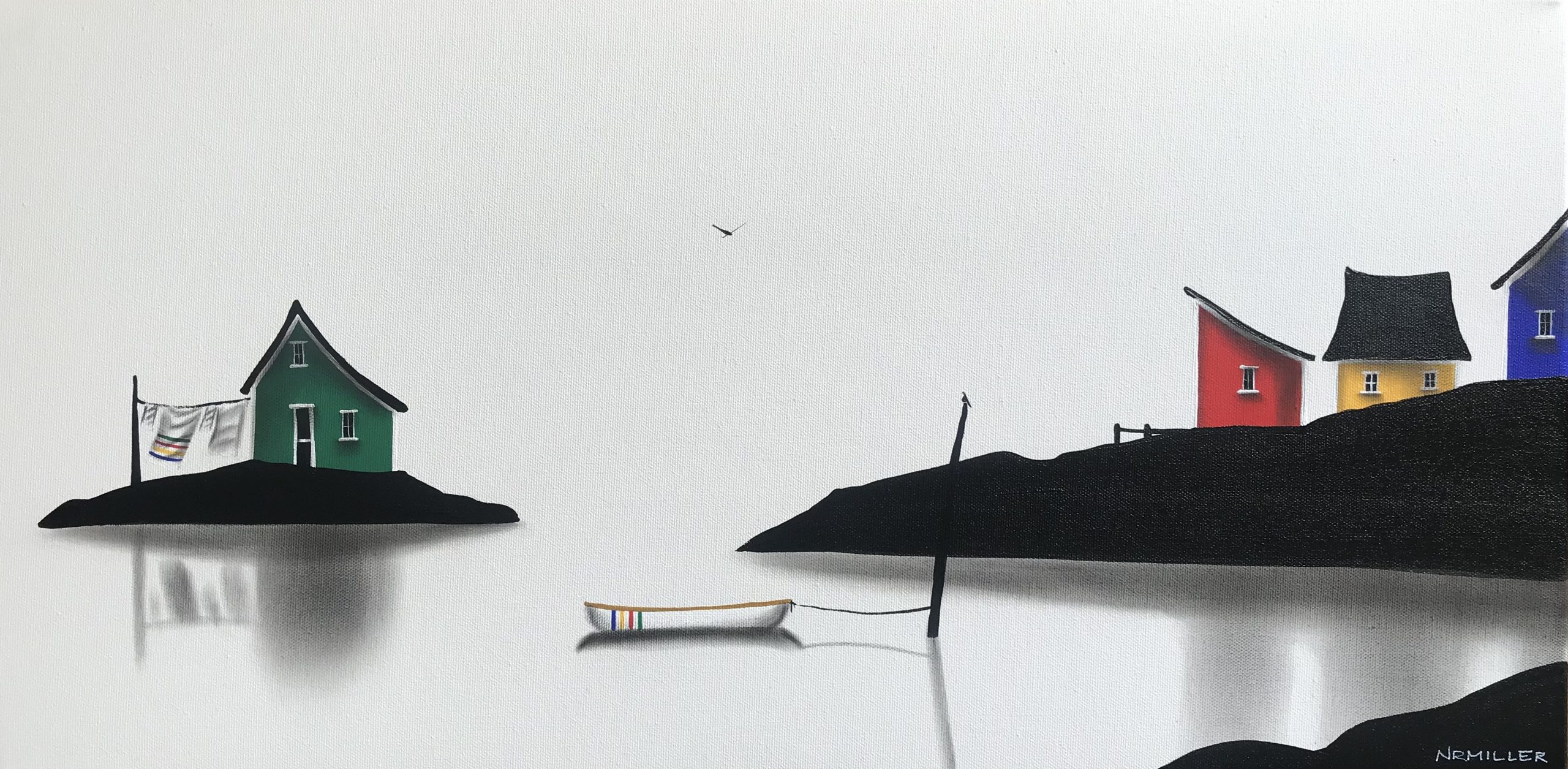 The Bay by the Bay, mixed media landscape painting by Natasha Miller | Effusion Art Gallery + Cast Glass Studio, Invermere BC