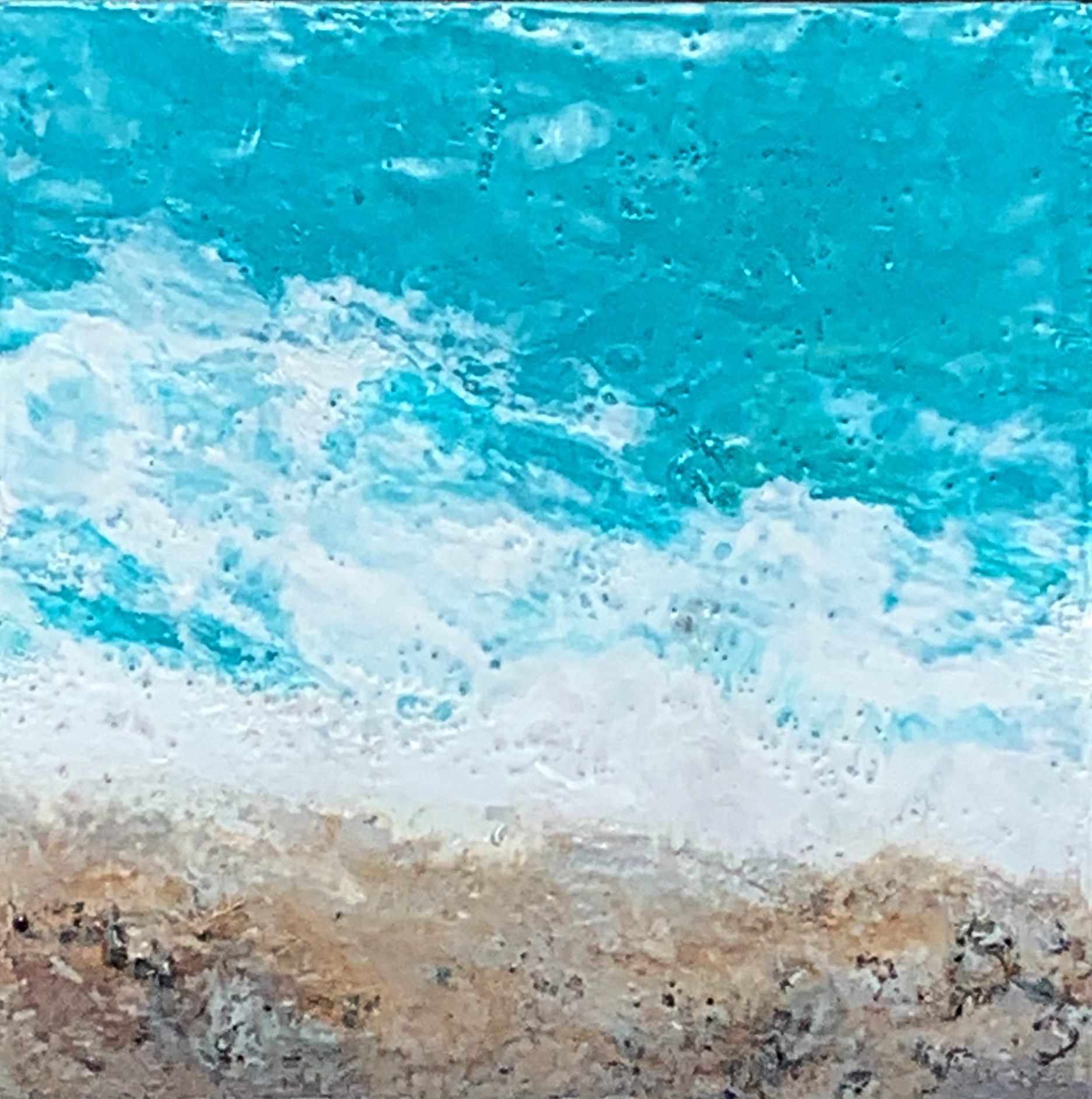 The Beach, encaustic ocean painting by Lee Anne LaForge | Effusion Art Gallery + Cast Glass Studio, Invermere BC