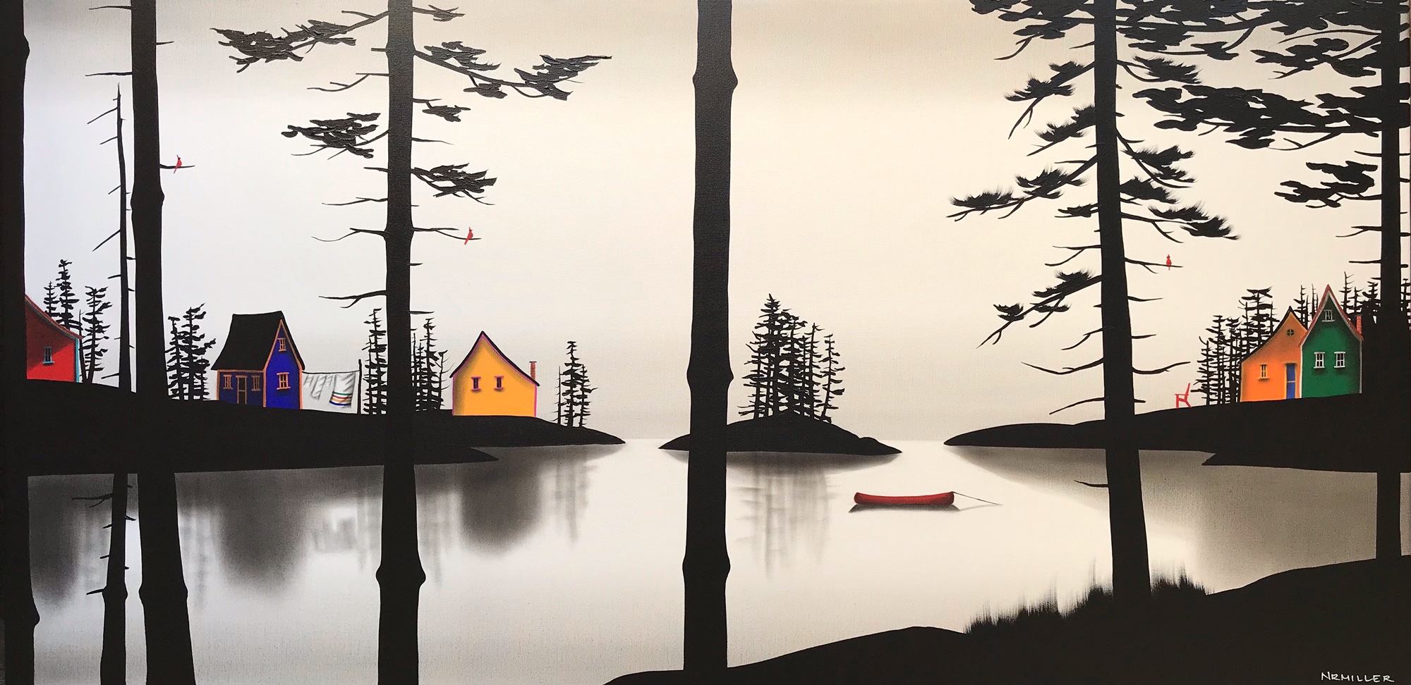 Cottage Country Dreamin', mixed media landscape painting by Natasha Miller | Effusion Art Gallery + Cast Glass Studio, Invermere BC