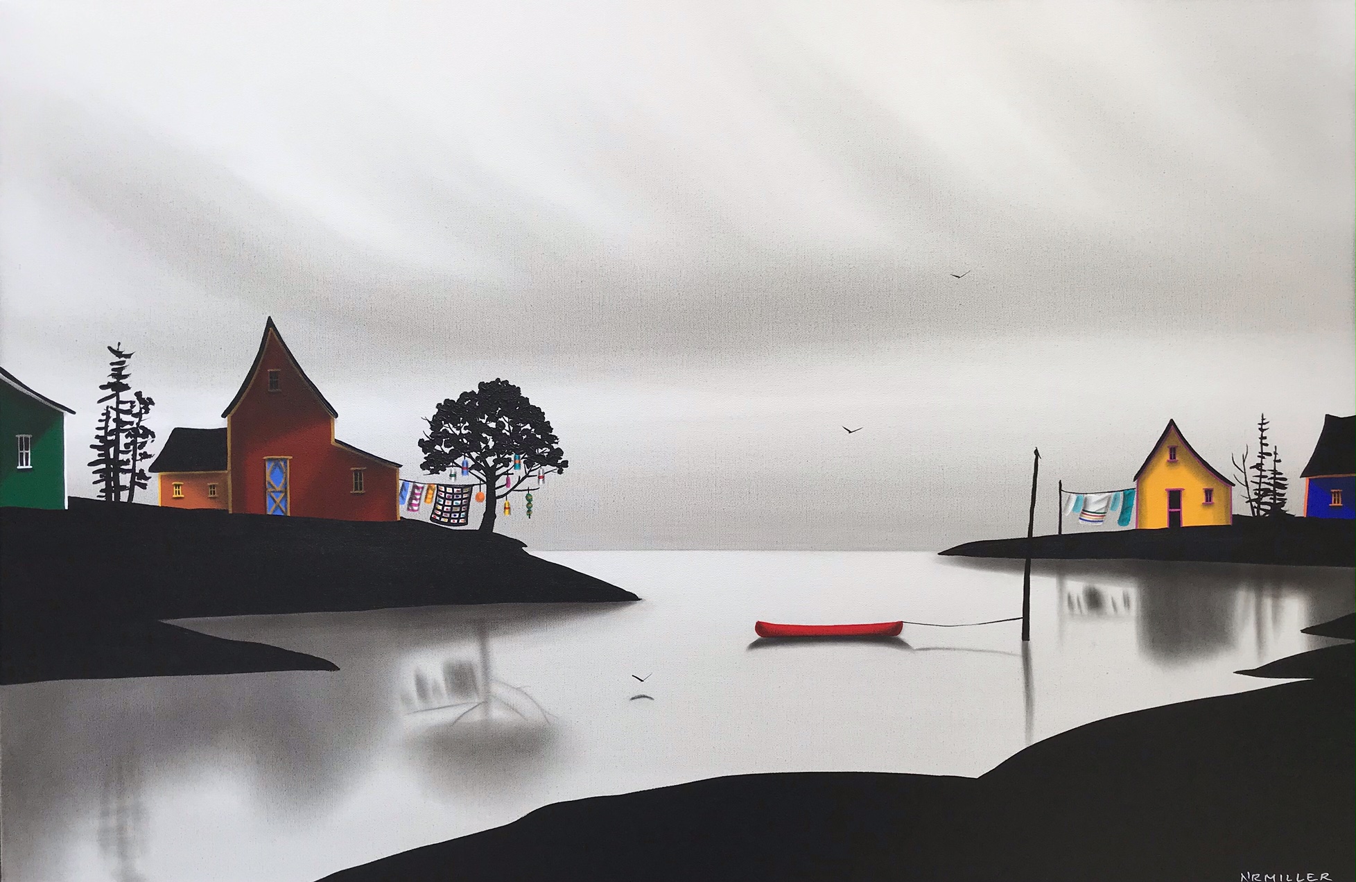 My Favourite Pastimes, mixed media landscape painting by Natasha Miller | Effusion Art Gallery + Cast Glass Studio, Invermere BC