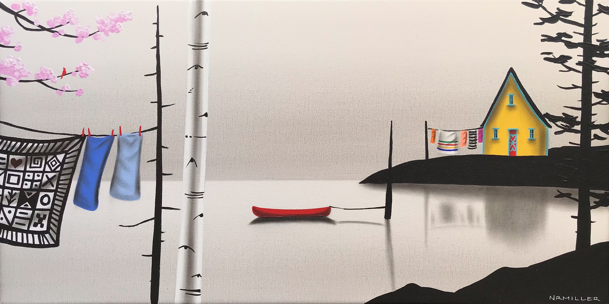 Songs of Spring, mixed media landscape painting by Natasha Miller | Effusion Art Gallery + Cast Glass Studio, Invermere BC