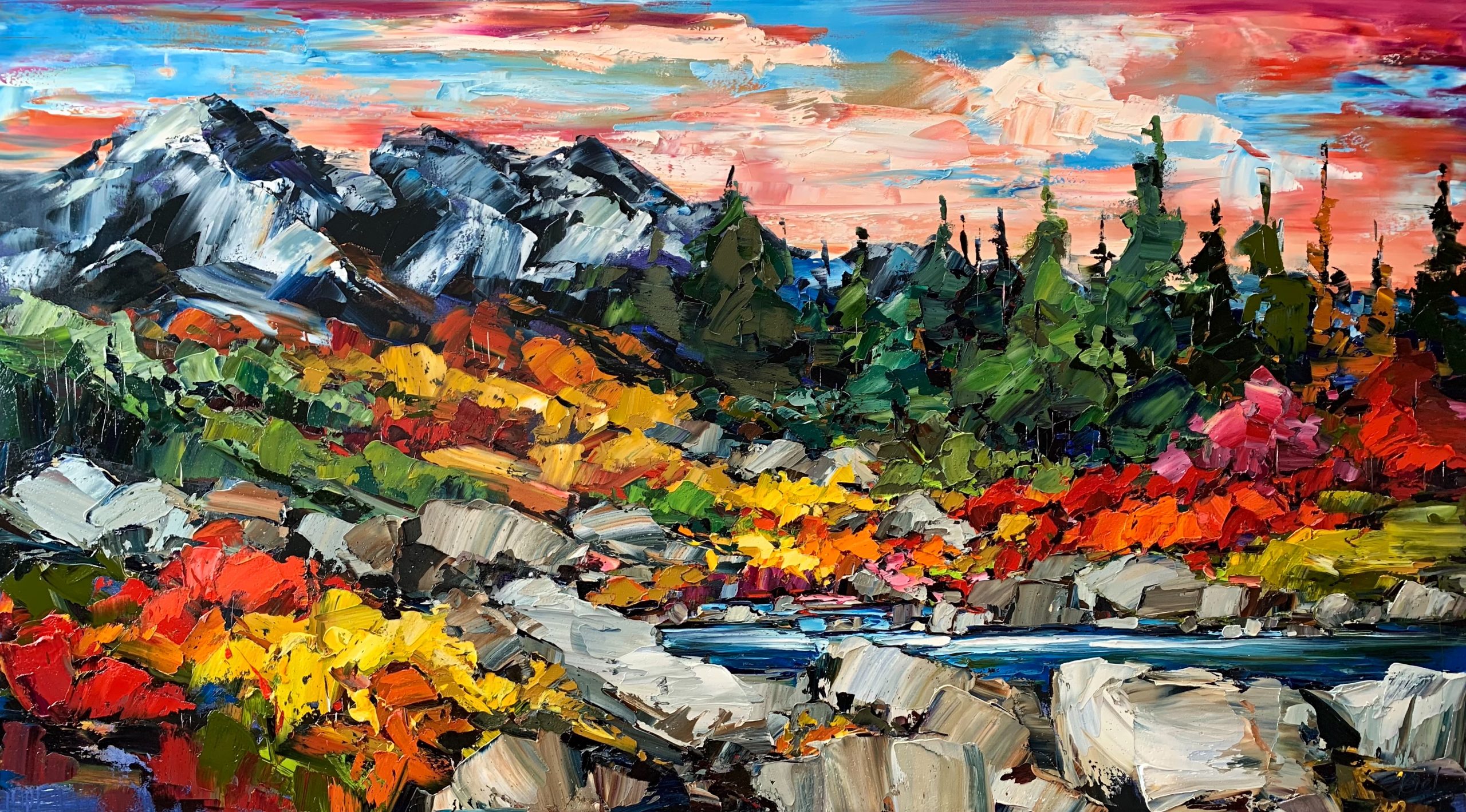 Long Time Passing, landscape painting by Kimberly Kiel | Effusion Art Gallery + Cast Glass Studio, Invermere BC