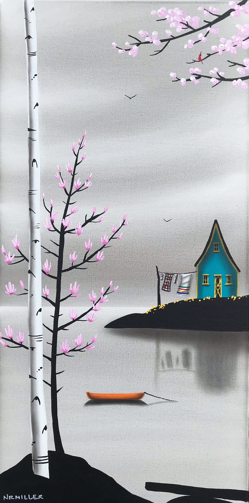 A Rush of Spring, mixed media landscape painting by Natasha Miller | Effusion Art Gallery + Cast Glass Studio, Invermere BC