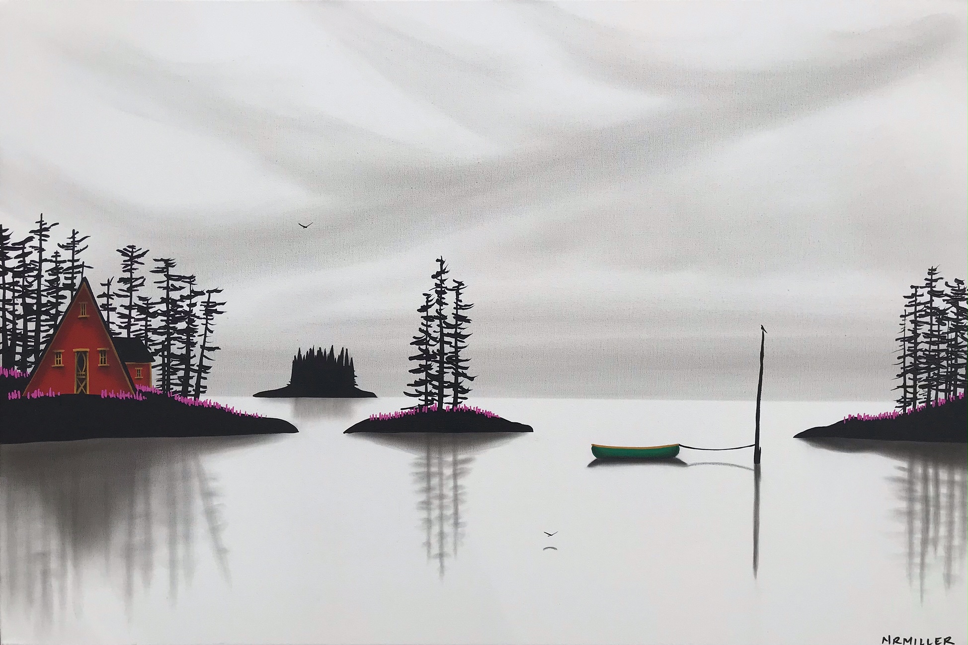 Kicking Your Dreams About, mixed media landscape painting by Natasha Miller | Effusion Art Gallery + Cast Glass Studio, Invermere BC