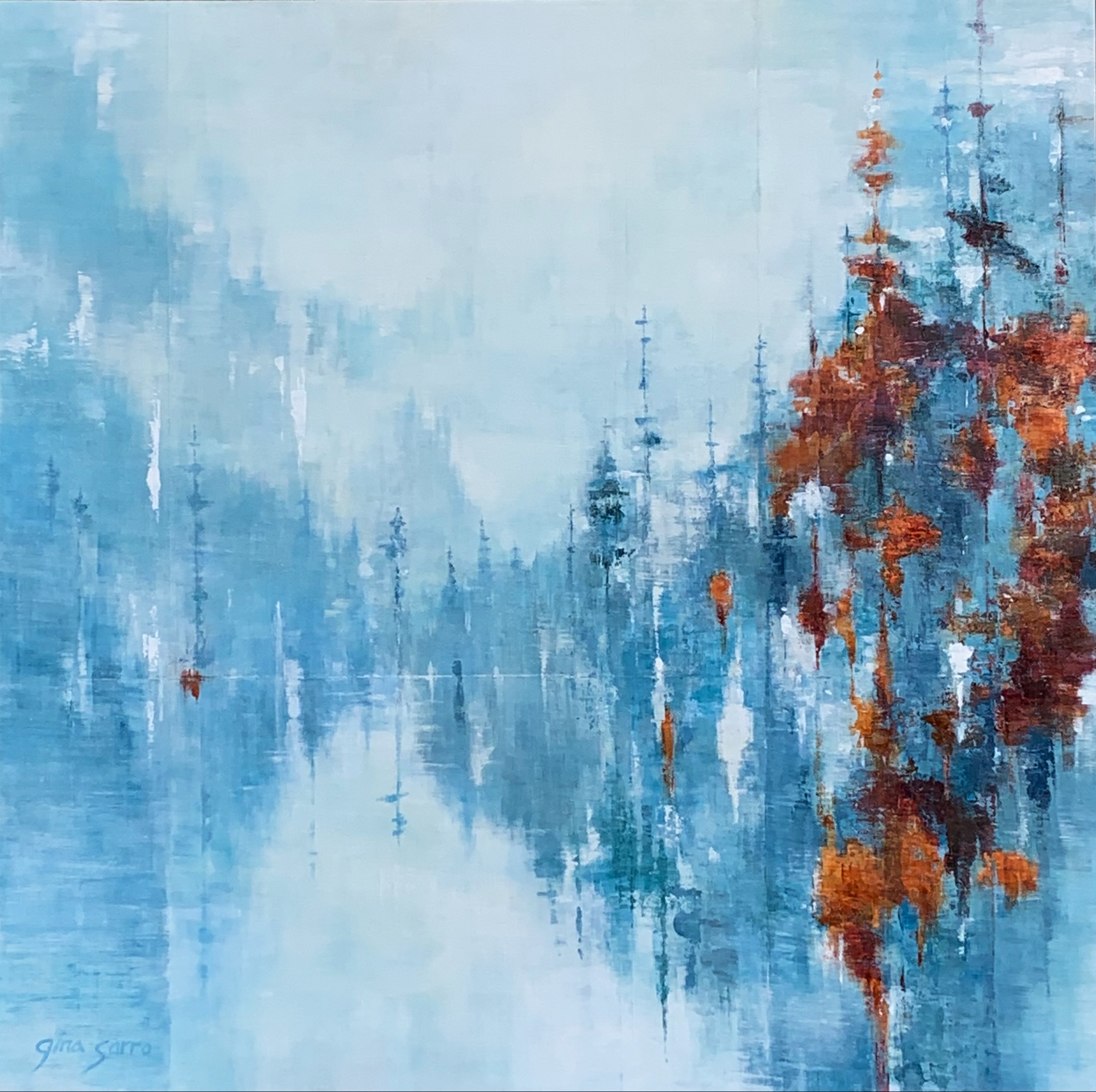 Wanting You Near, acrylic landscape painting by Gina Sarro | Effusion Art Gallery + Cast Glass Studio, Invermere BC