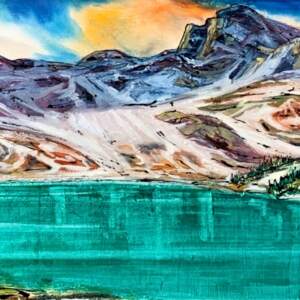 A Hike Up, mixed media landscape painting by David Zimmerman | Effusion Art Gallery + Cast Glass Studio, Invermere BC