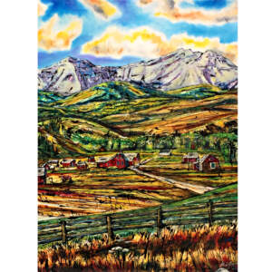 Late Summer Views, mixed media landscape painting by David Zimmerman | Effusion Art Gallery + Cast Glass Studio, Invermere BC