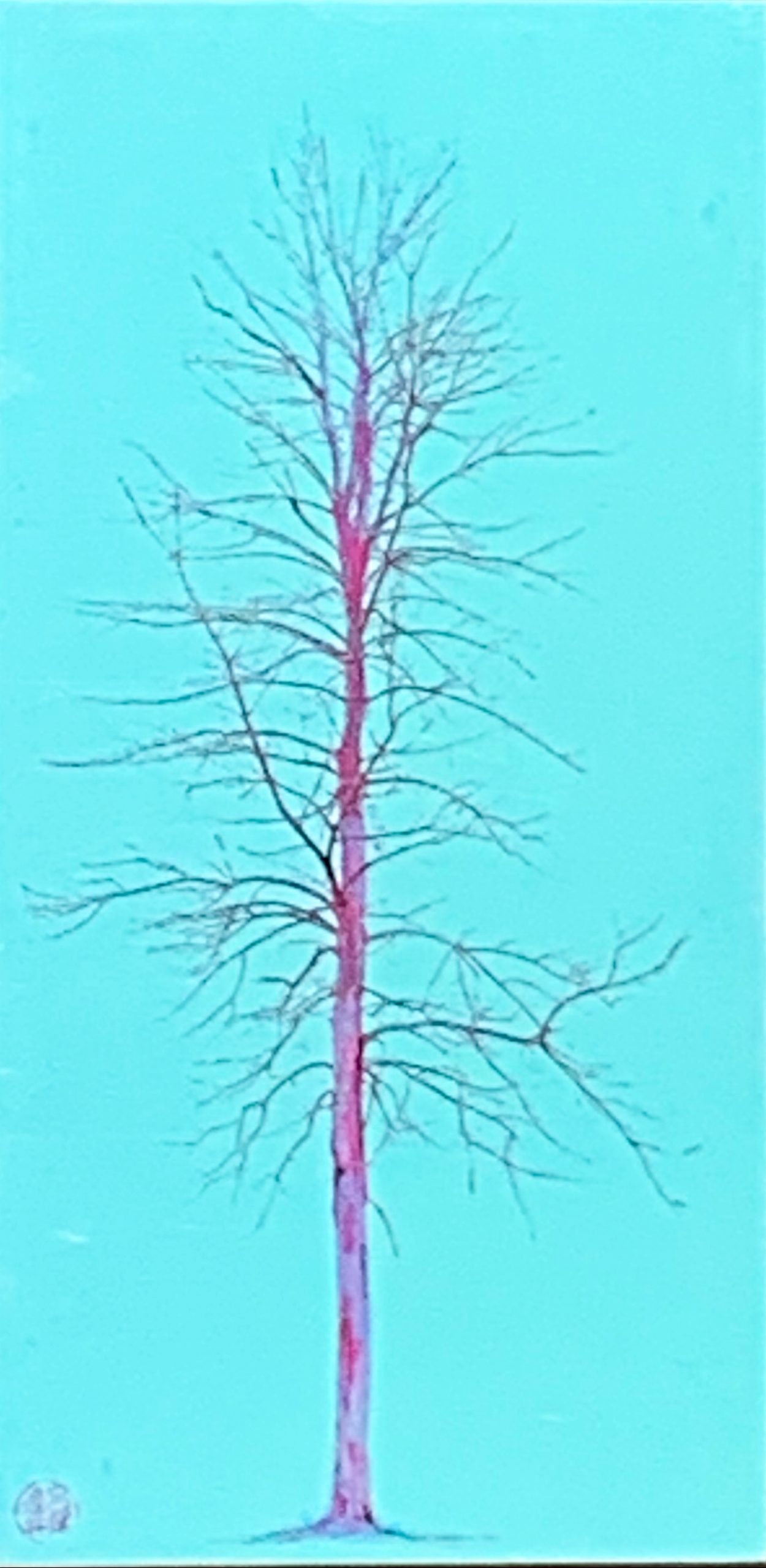Solitaire Jade, mixed media tree painting by Lori Bagneres | Effusion Art Gallery + Cast Glass Studio, Invermere BC