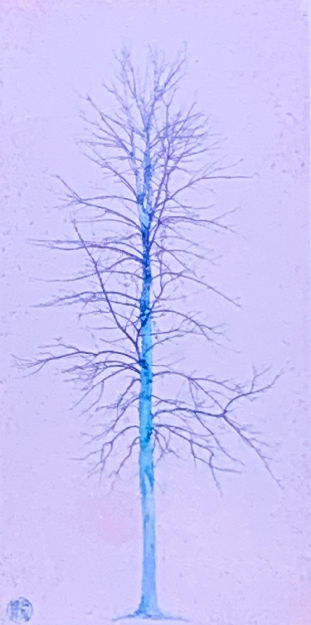 Solitaire Mauve, mixed media tree painting by Lori Bagneres | Effusion Art Gallery + Cast Glass Studio, Invermere BC