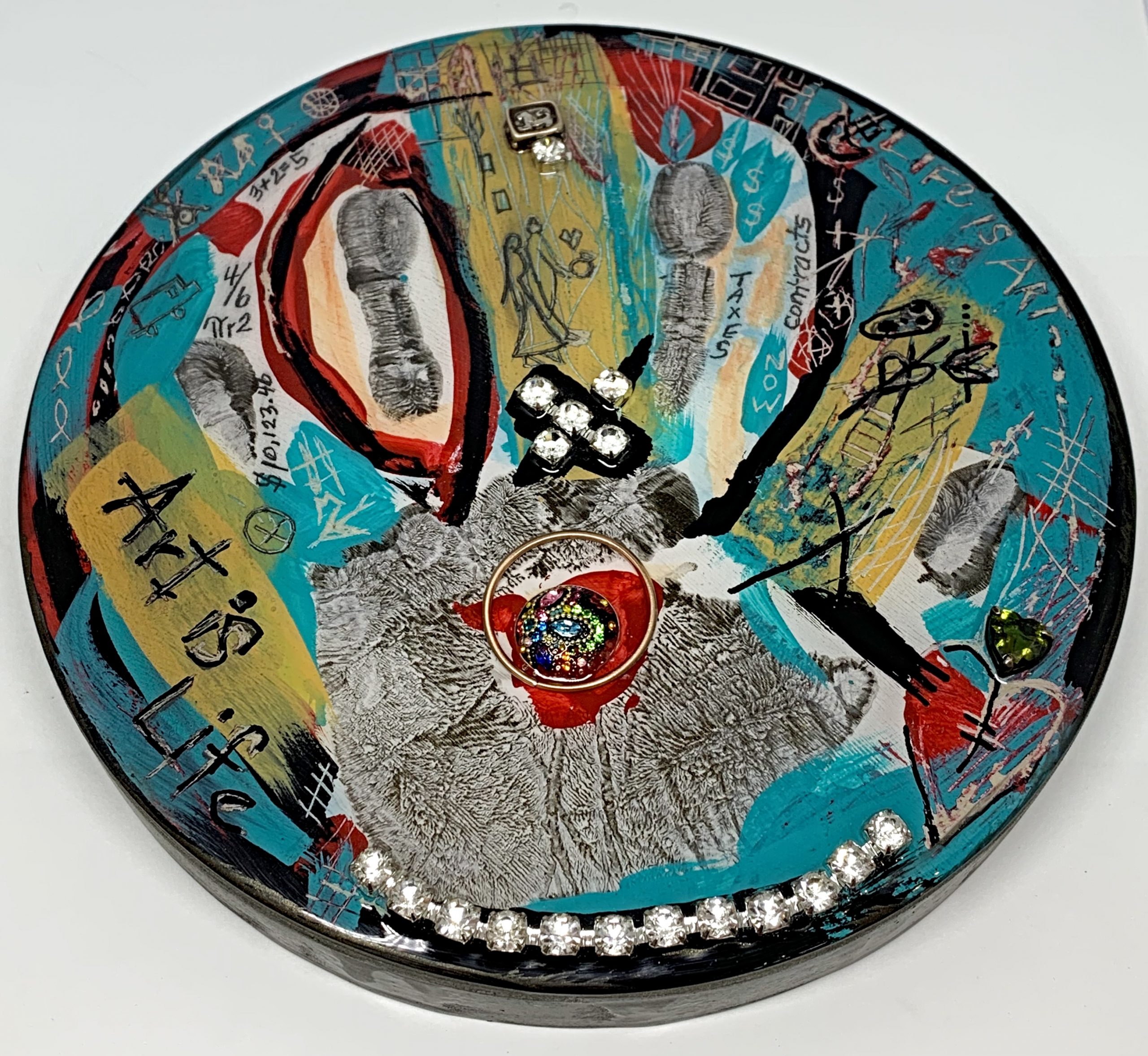 Palm Reader, mixed media painting by Karyn Chopik | Effusion Art Gallery + Cast Glass Studio, Invermere BC