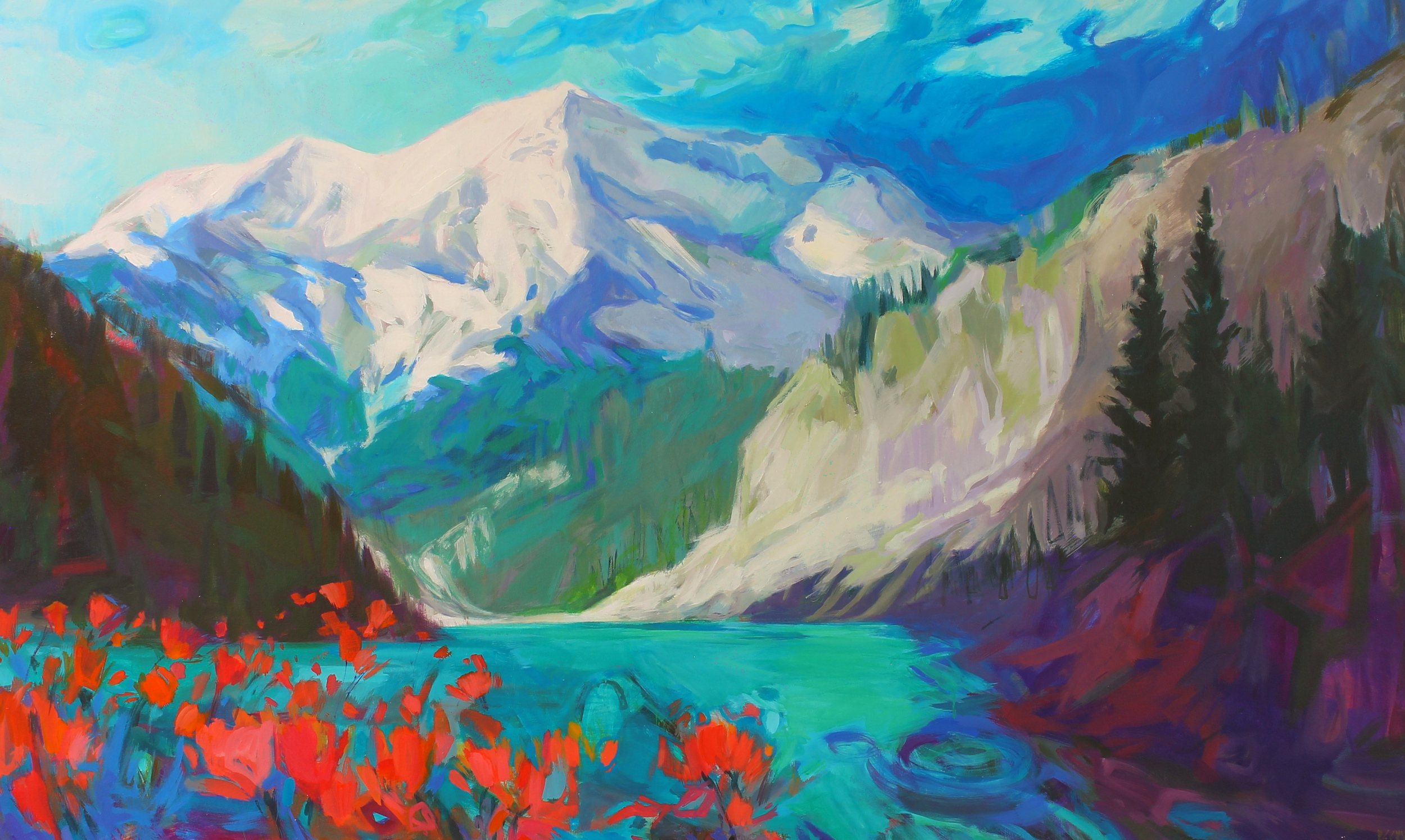 Wild Blue Yonder, acrylic landscape painting by Becky Holuk | Effusion Art Gallery + Cast Glass Studio, Invermere BC