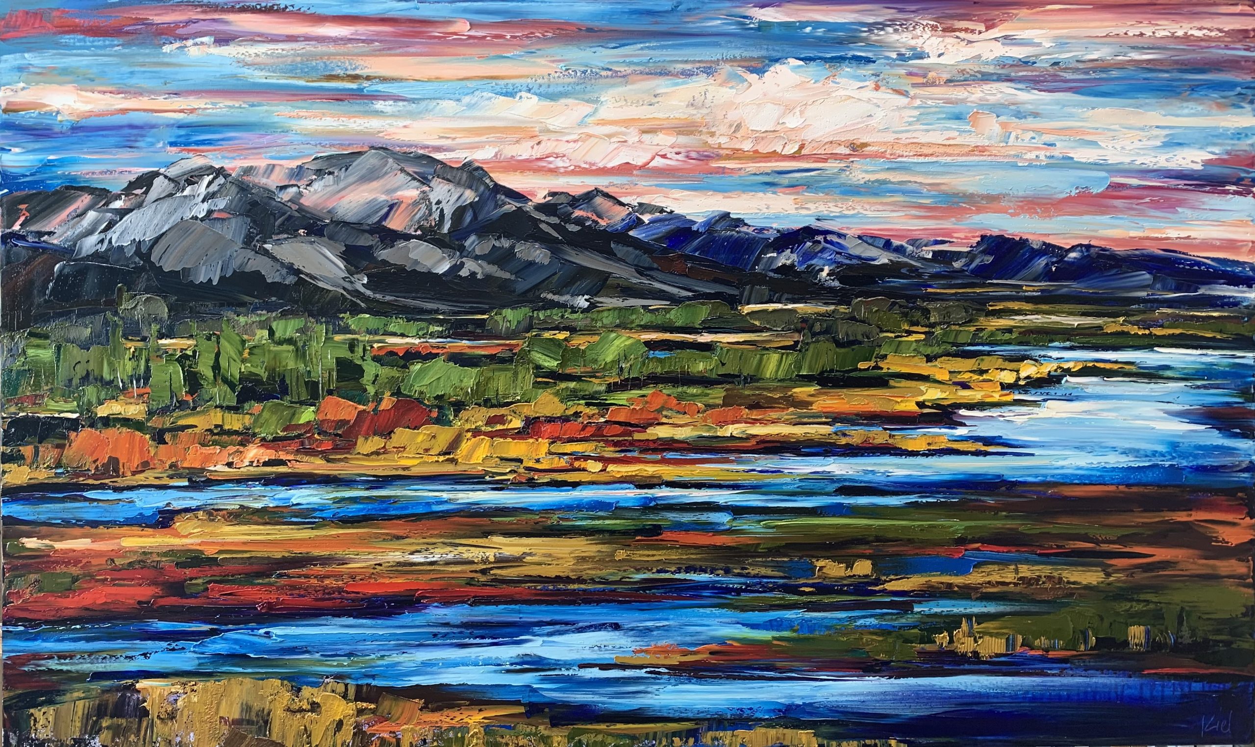 As Long as the Grass Grows and the River Flows, oil landscape painting by Kimberly Kiel | Effusion Art Gallery + Cast Glass Studio, Invermere BC