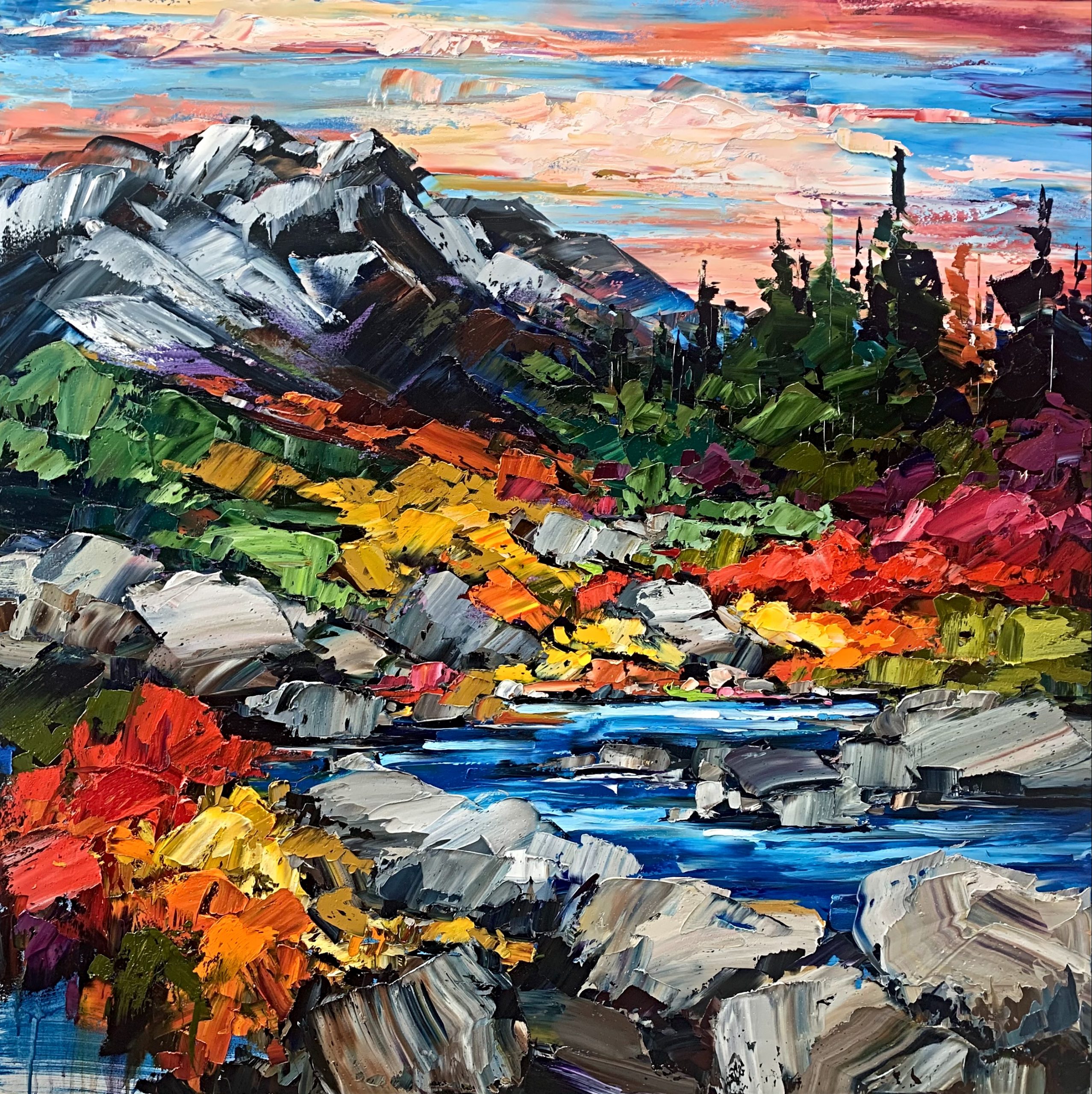 Due North, oil landscape painting by Kimberly Kiel | Effusion Art Gallery + Cast Glass Studio, Invermere BC