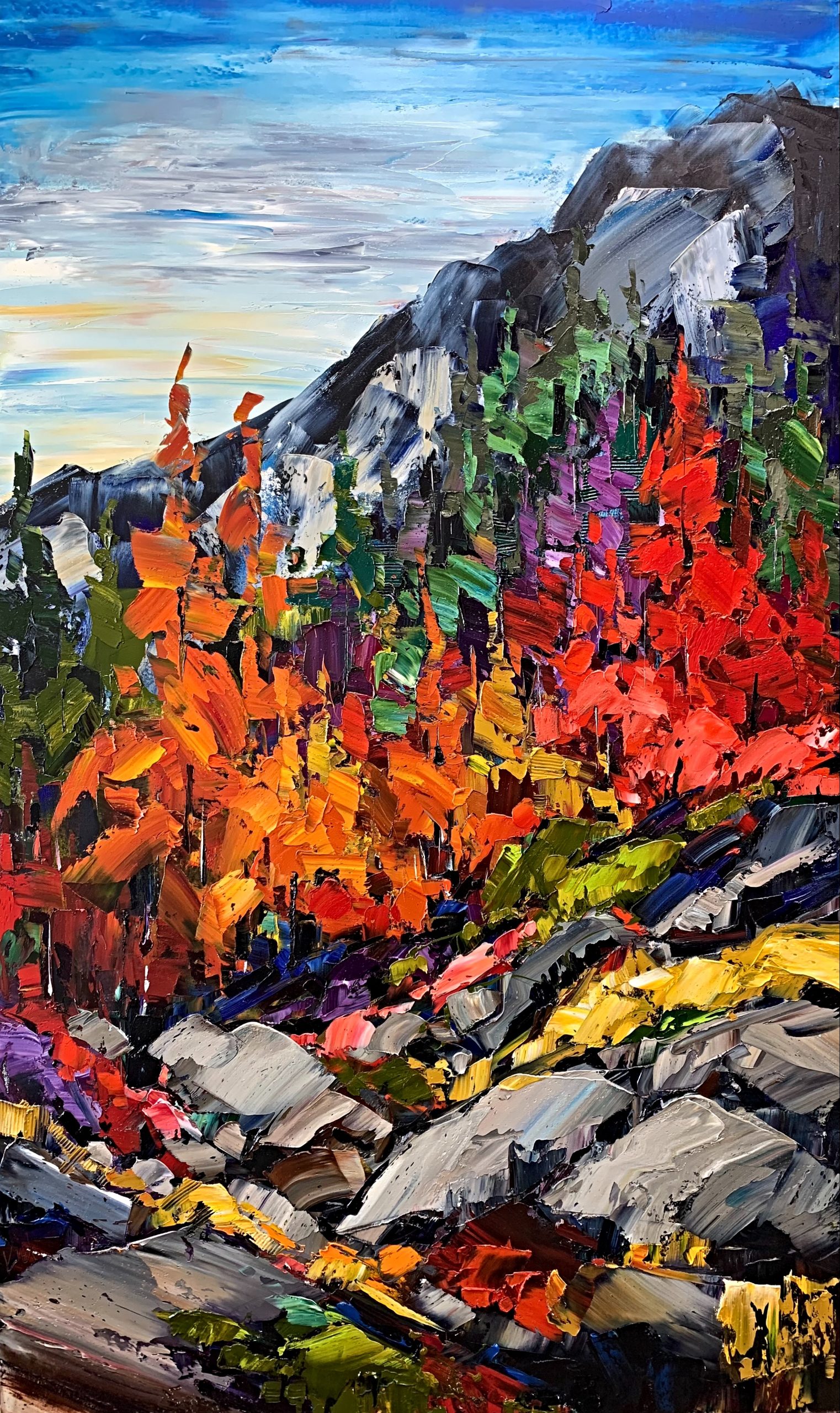 To Live on the Bright Side, oil landscape painting by Kimberly Kiel | Effusion Art Gallery + Cast Glass Studio, Invermere BC