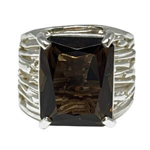 Sterling silver and smokey quartz ring by A&R Jewellery | Effusion Art Gallery + Cast Glass Studio, Invermere BC