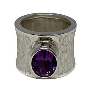 Sterling silver and amethyst ring by A&R Jewellery | Effusion Art Gallery + Cast Glass Studio, Invermere BC