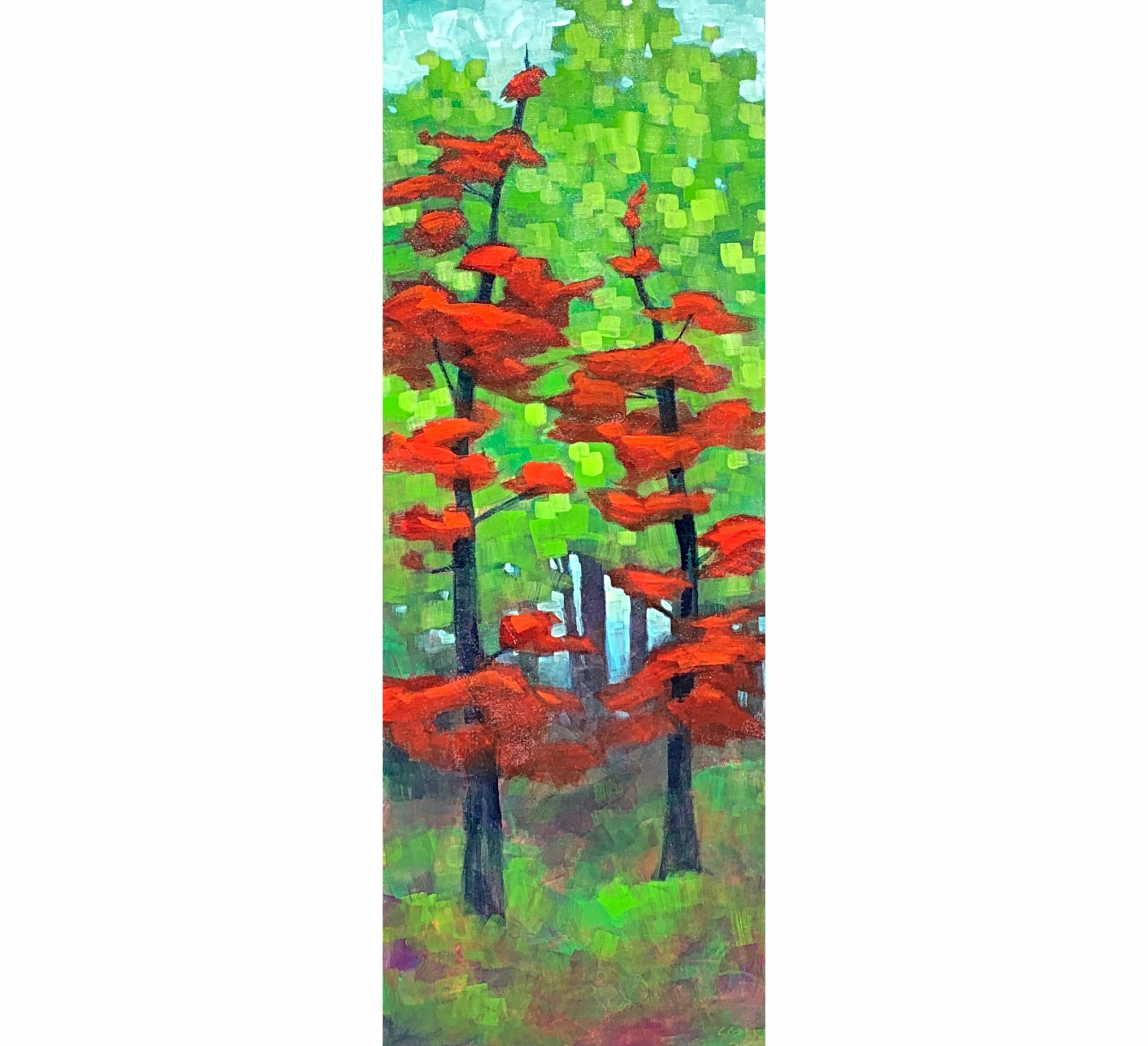 A Way Through, acrylic tree painting by Connie Geerts | Effusion Art Gallery + Cast Glass Studio, Invermere BC