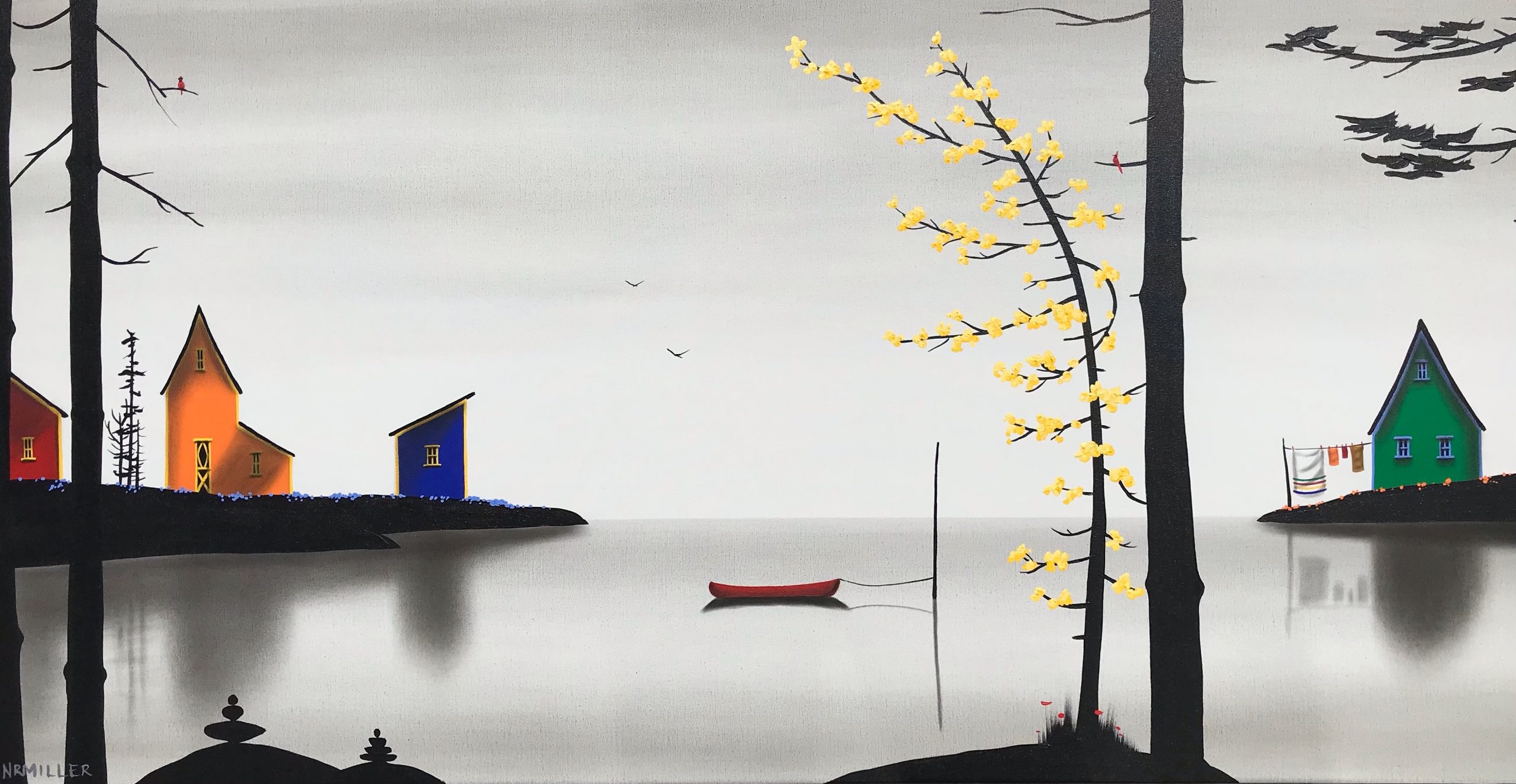 A Fresh Air Refresher, mixed media landscape painting by Natasha Miller | Effusion Art Gallery + Cast Glass Studio, Invermere BC